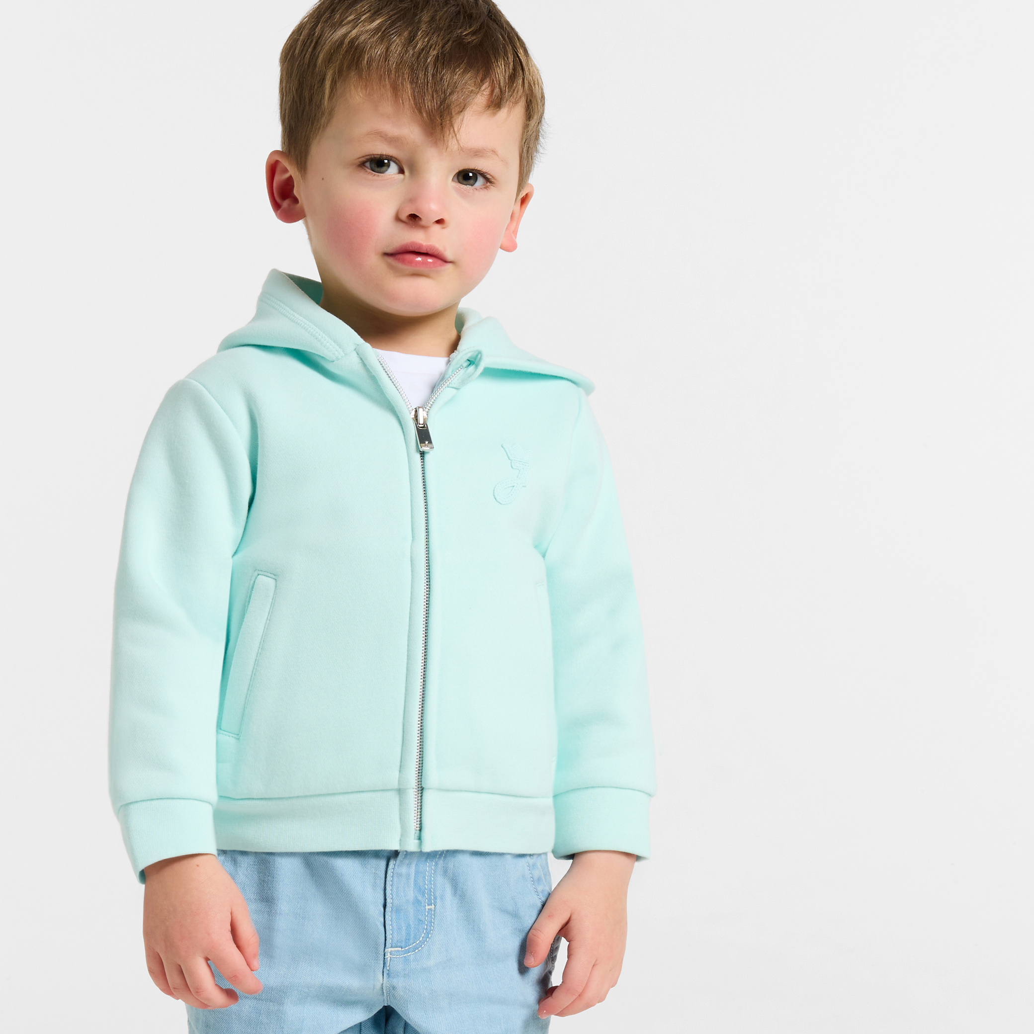Jacadi - Sweat com fecho de correr para bebé em moletão - VERDE PÁLIDO