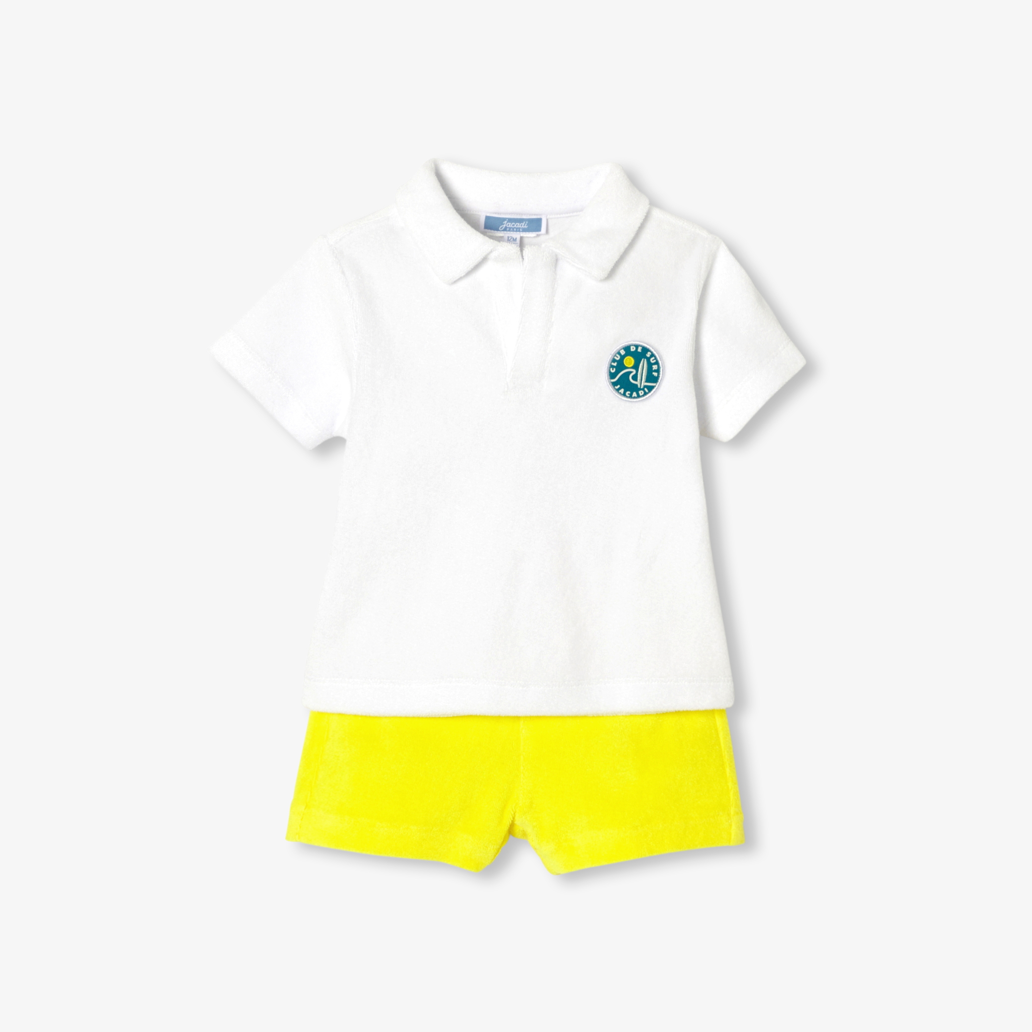 Jacadi - Conjunto calções para bebé menino em algodão atoalhado - BRANCO/AMARELO