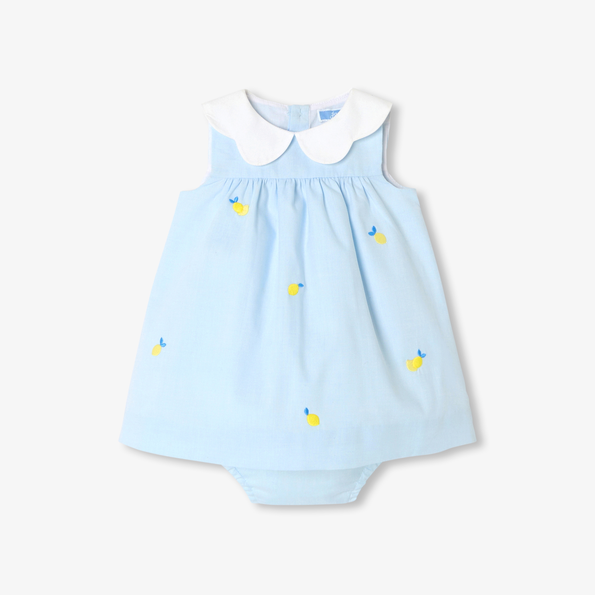 Jacadi - Vestido bebé menina em algodão Oxford - AZUL/MÚLTICO - Presente de nascimento ideal