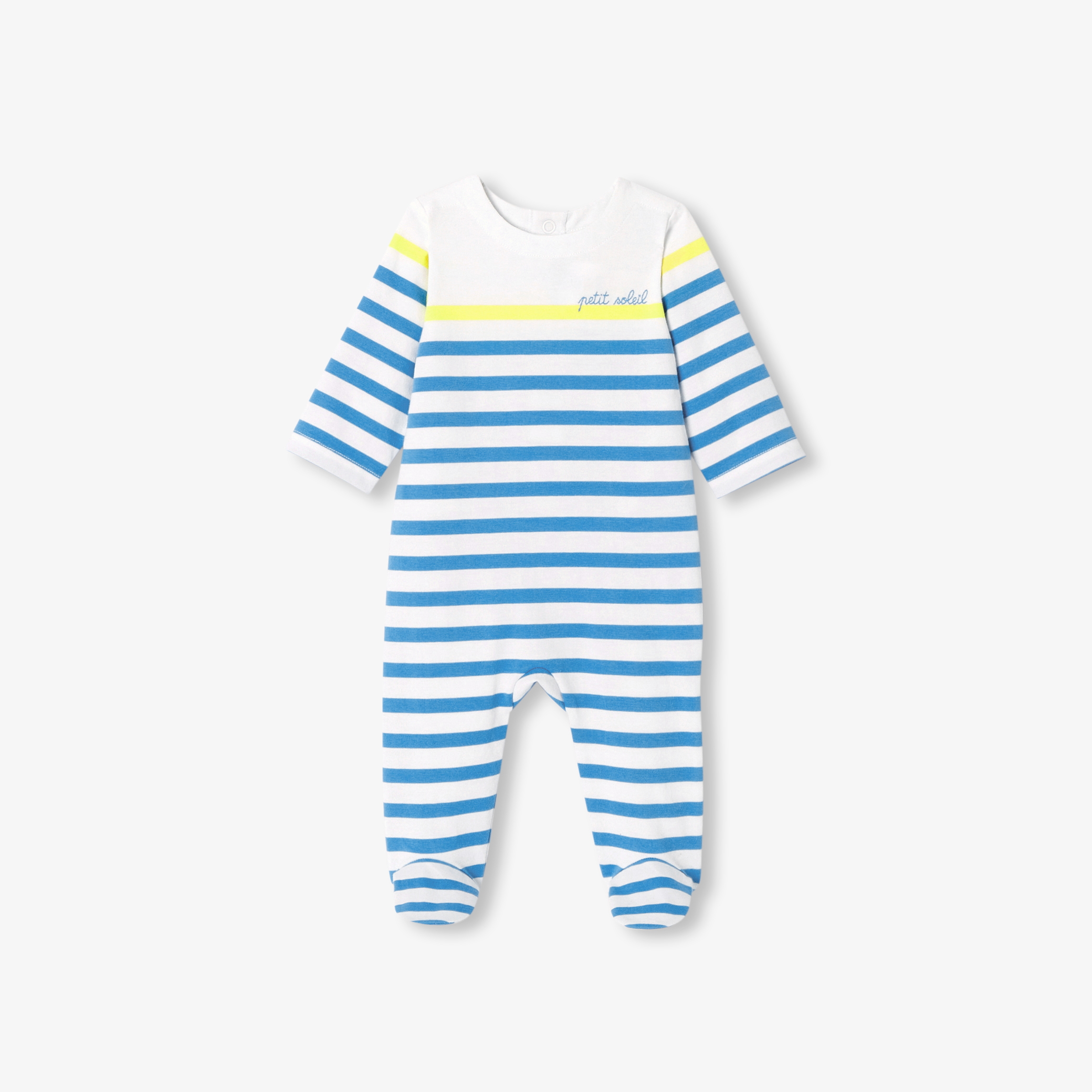 Jacadi - Pijama bebé menino em jersey às riscas - BRANCO/AZUL - Presente de nascimento ideal