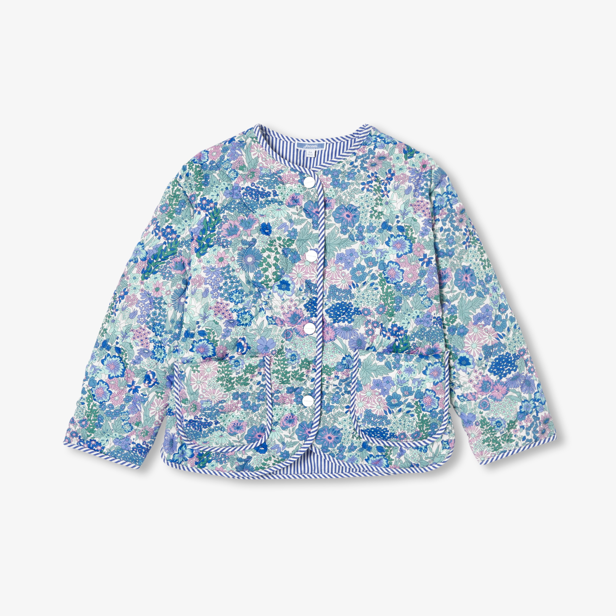 Jacadi - Casaco acolchoado para menina em tecido Liberty - AZUL/MÚLTICO