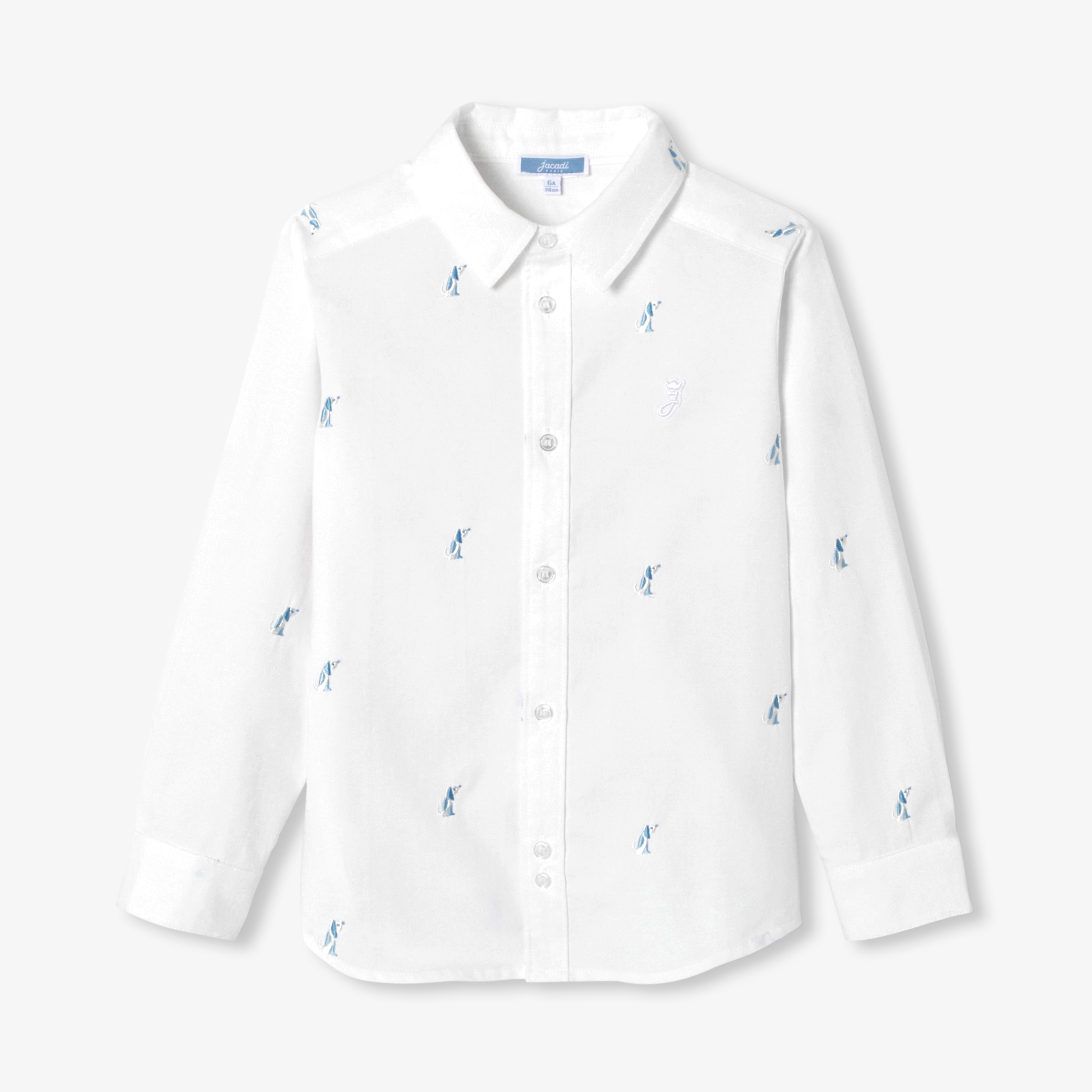Jacadi - Camisa para menino em tecido Oxford estampado - BRANCO JACADI