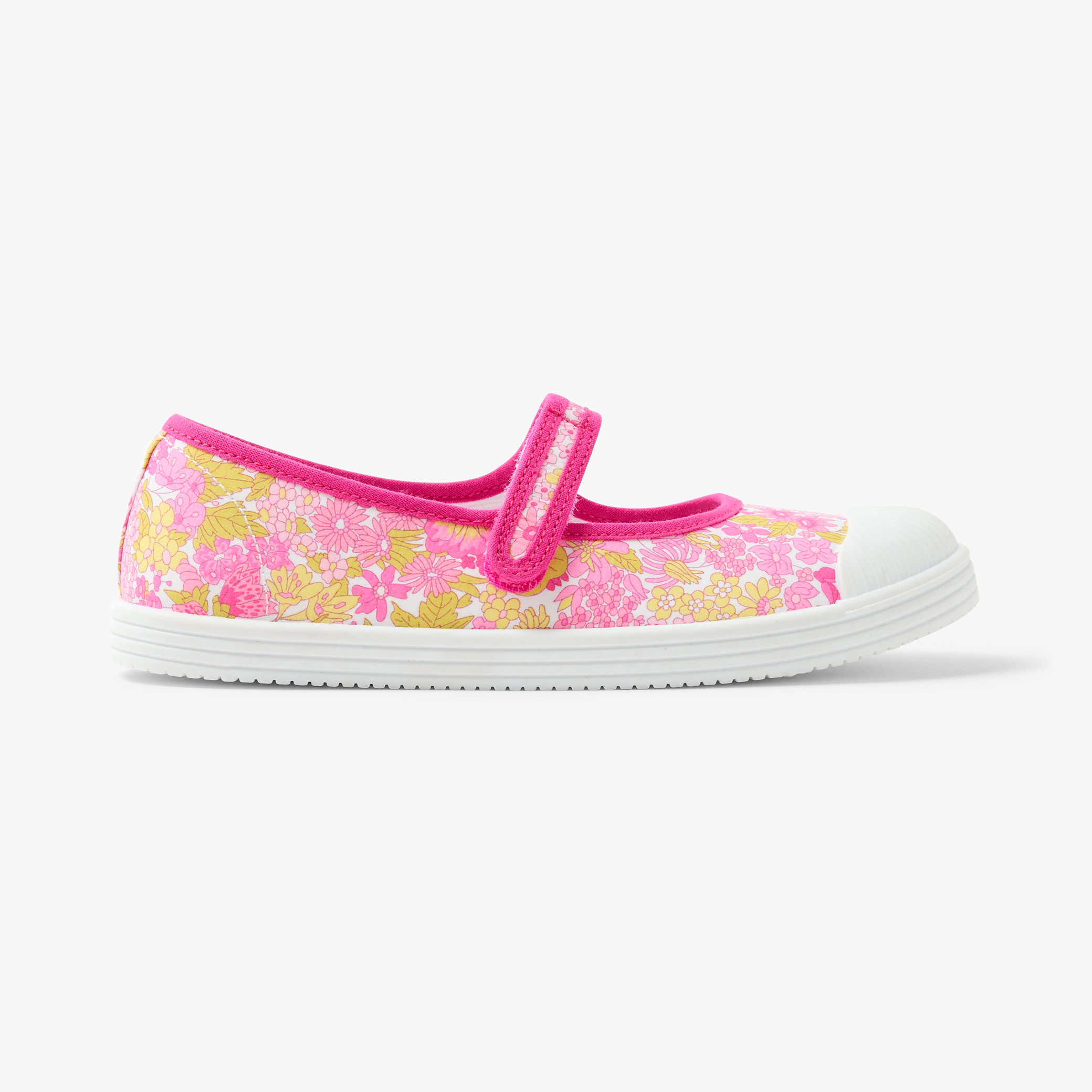 Jacadi - Sapatos Mary Jane em tecido Liberty para menina - fúcsia