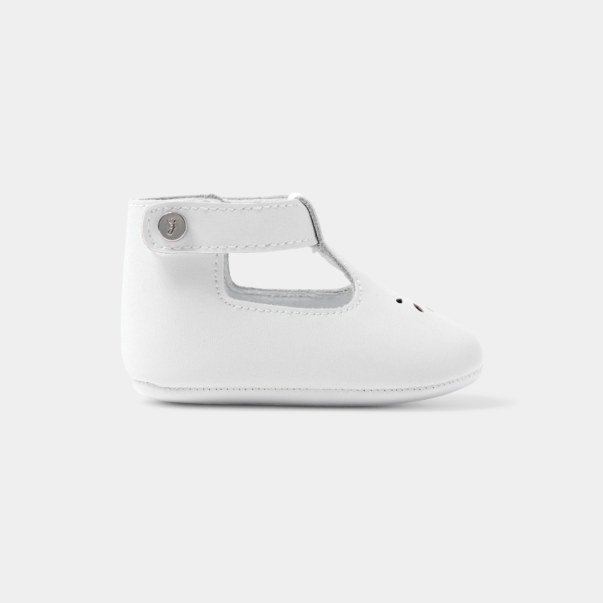 Jacadi - Sapatos Salomé para bebé em couro liso - CINZA PEROLA - Presente de nascimento ideal