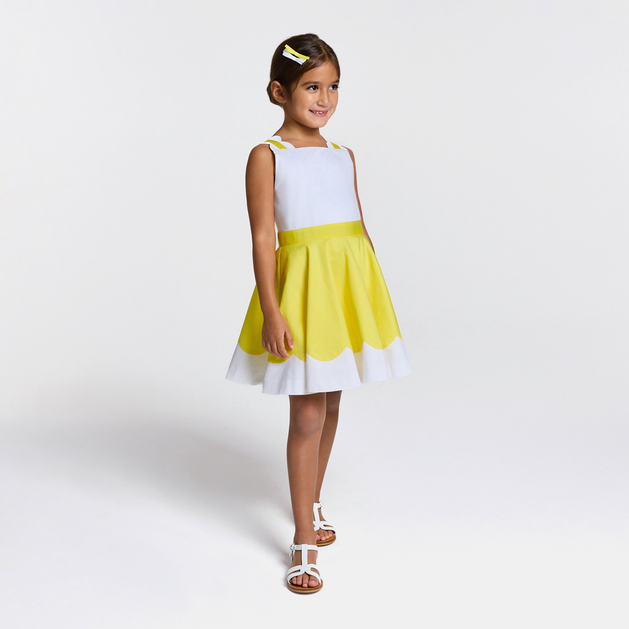 Jacadi - Vestido de cerimónia para menina - BRANCO/AMARELO