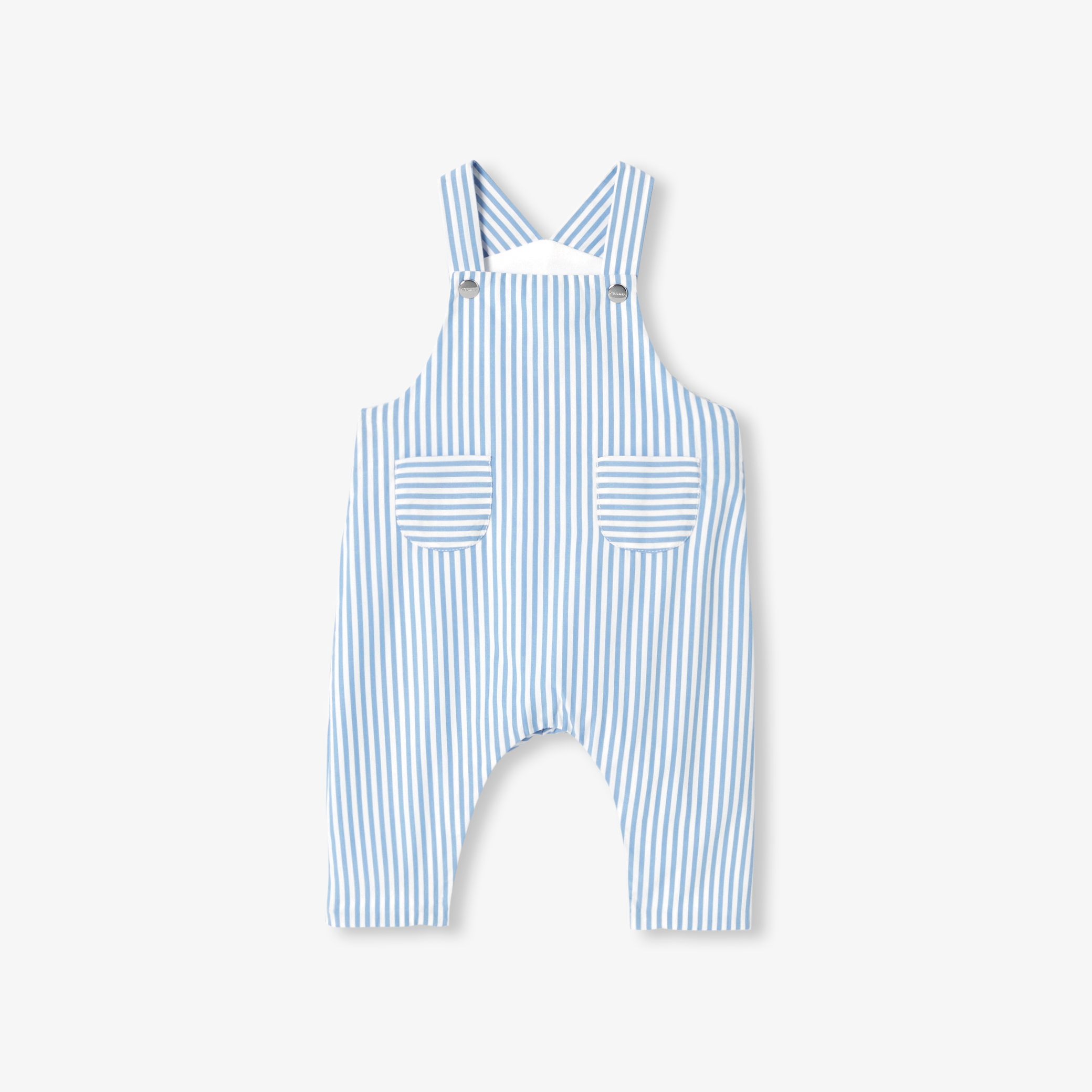 Jacadi - Jardineiras de bebé menino em popelina às riscas - AZUL/BRANCO - Presente de nascimento ideal