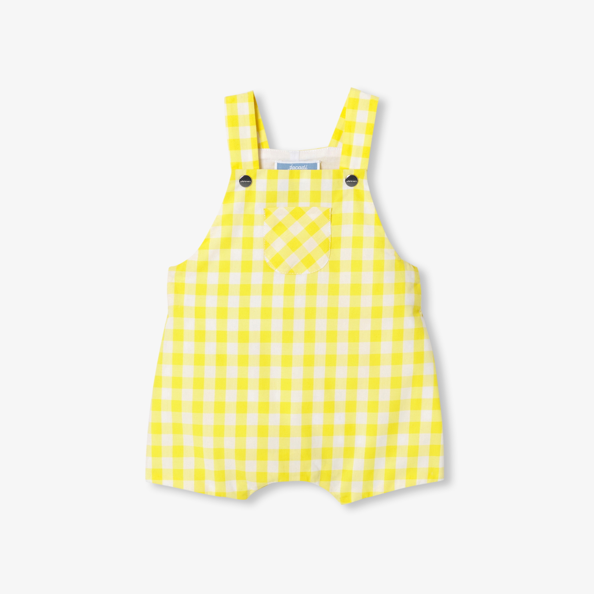 Jacadi - Jardineira curta para bebé em popeline xadrez - AMARELO/BRANCO - Presente de nascimento ideal