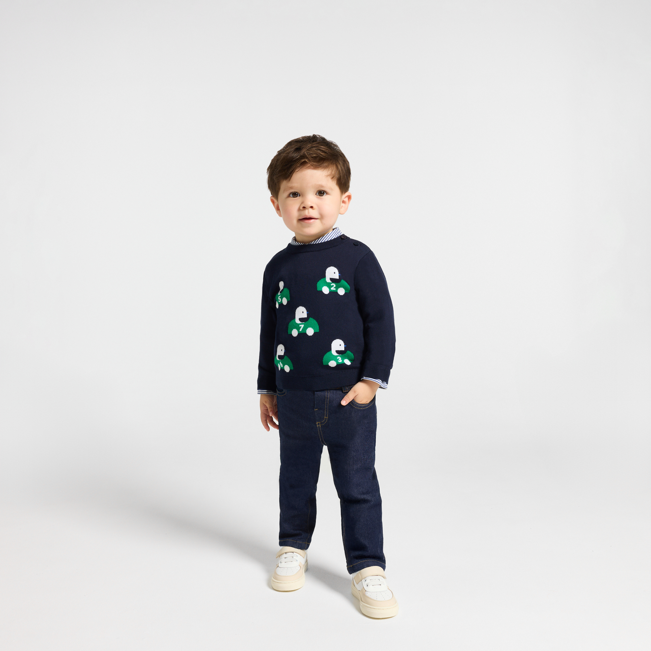 Jacadi - Calças de ganga de bebé de lavagem média - DENIM MOYEN