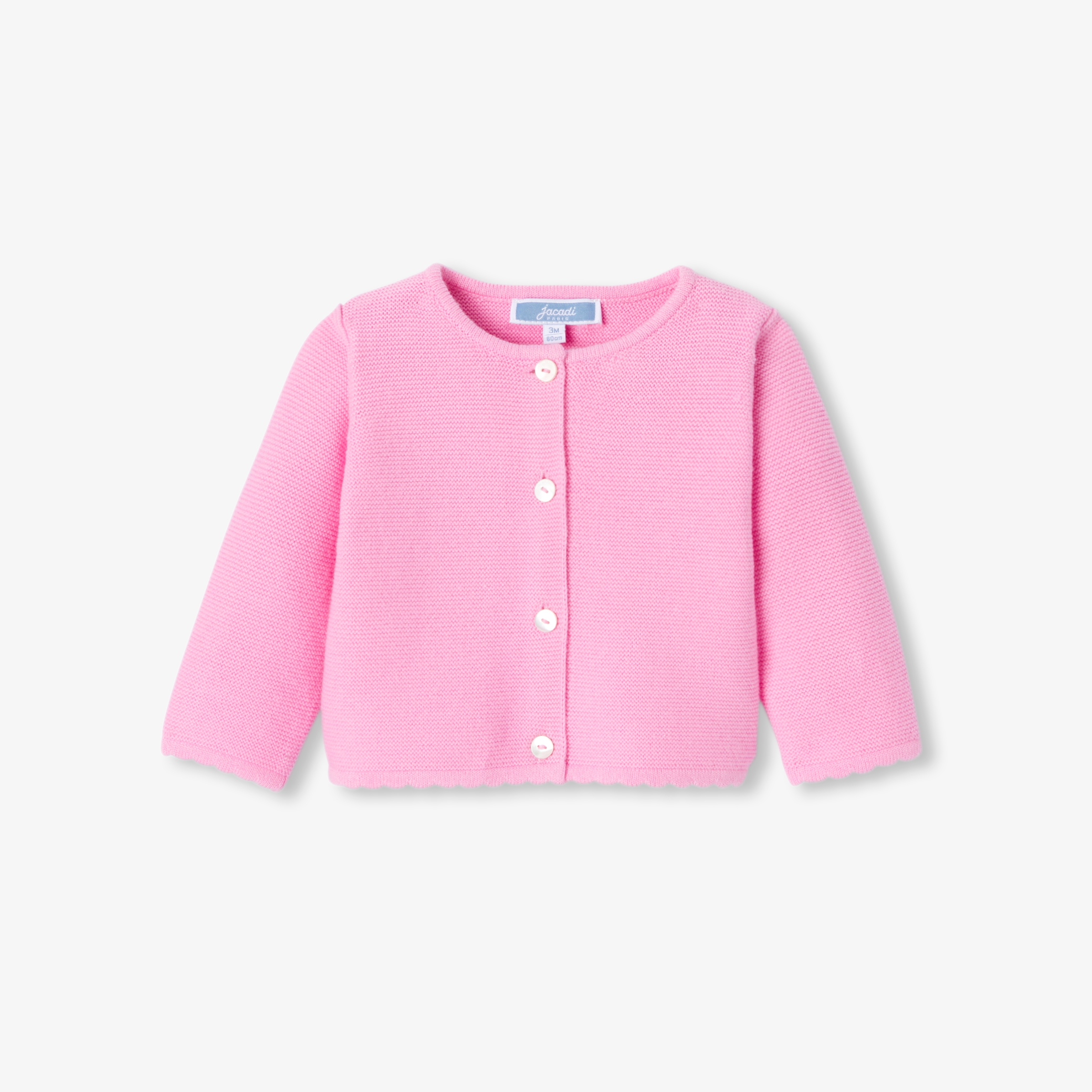 Jacadi - Cardigan para bebé menina em algodão - Rosa chá - Presente de nascimento ideal