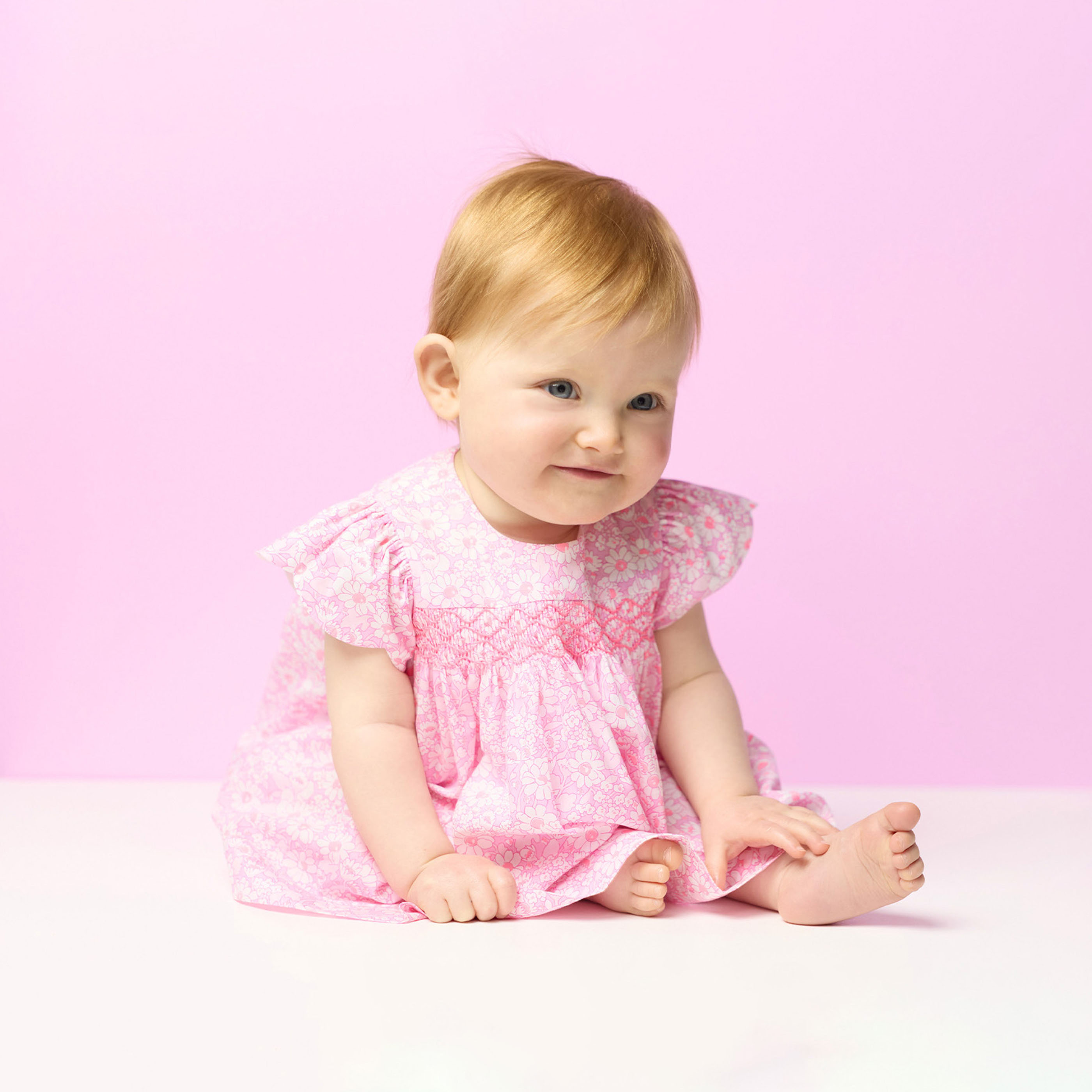 Jacadi - Vestido de manga curta para bebé menina em tecido Liberty - MÚLTICO - Presente de nascimento ideal