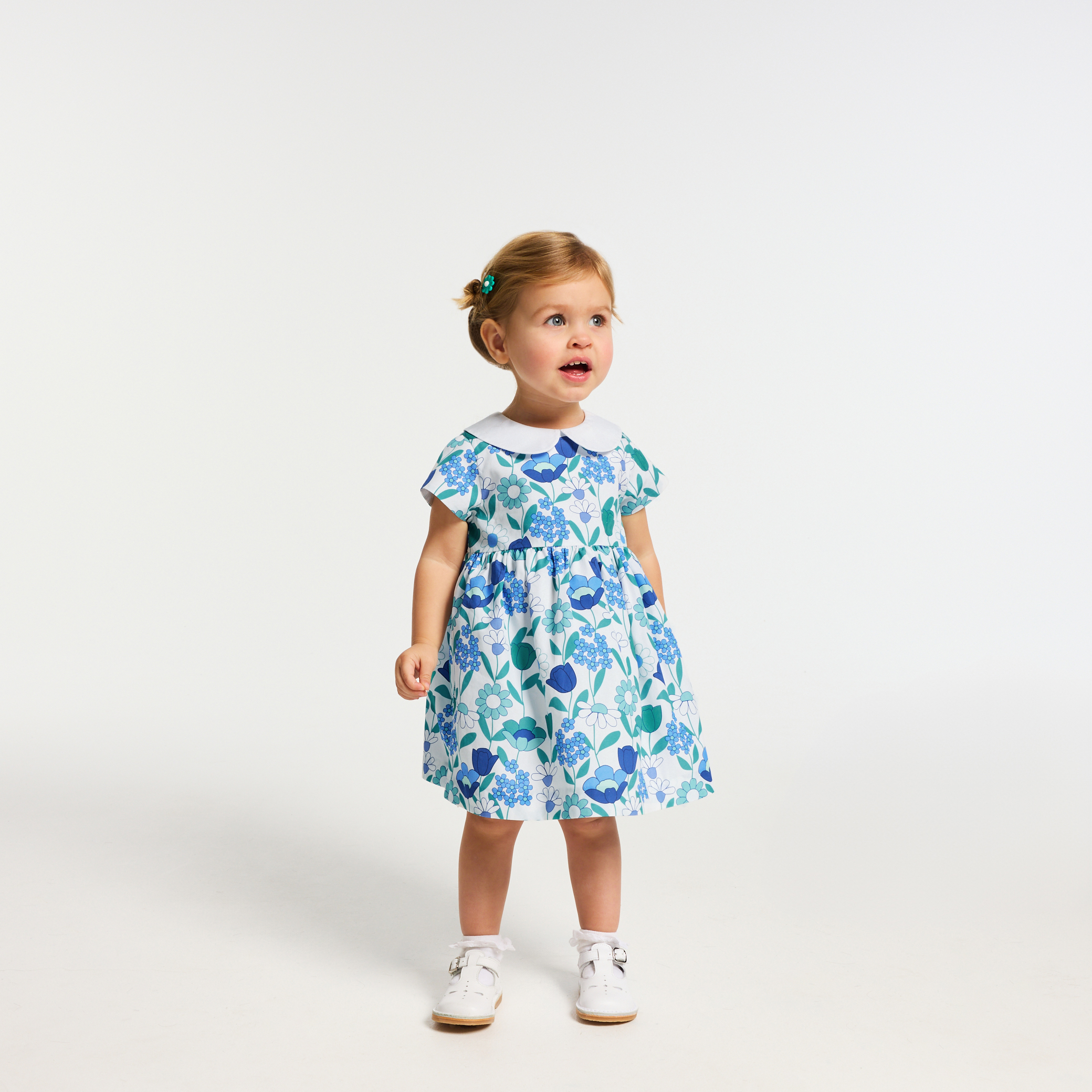 Jacadi - Vestido bebé menina em algodão com motivo floral - BRANCO/MÚLTICO