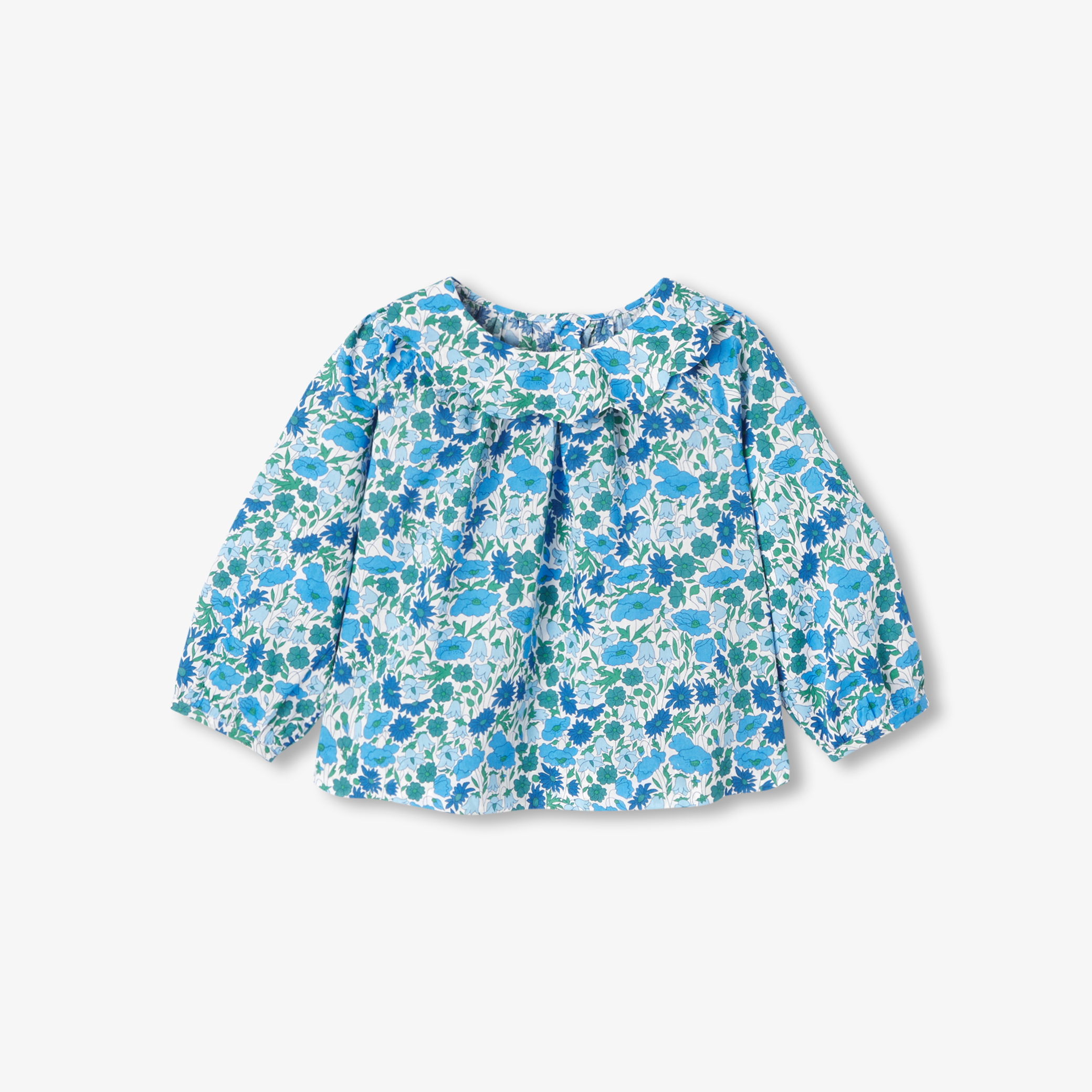 Jacadi - Blusa bebé menina em tecido Liberty - AZUL/MÚLTICO