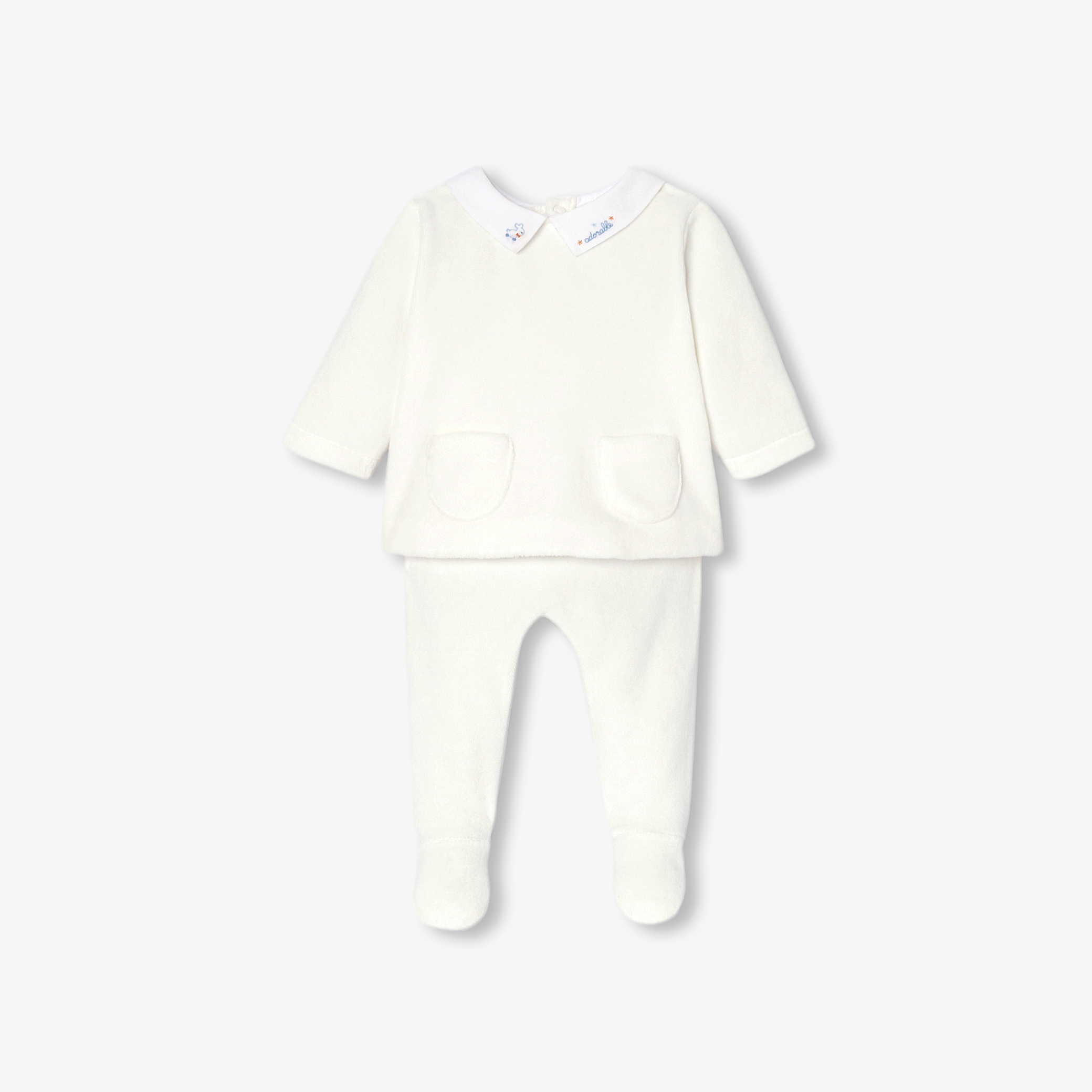Jacadi - Conjunto conforto de bebé em veludo - BRANCO SUAVE JACADI - Presente de nascimento ideal
