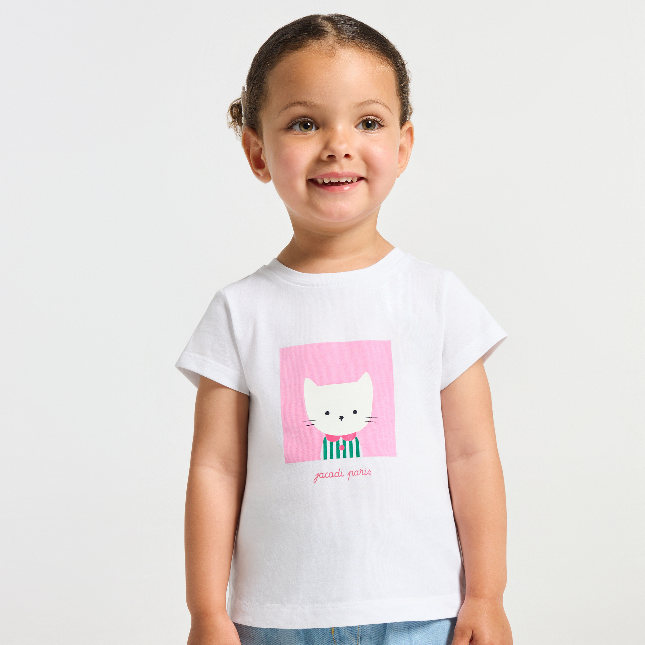 Jacadi - T-shirt bebé menina de manga curta em jersey - BRANCO JACADI