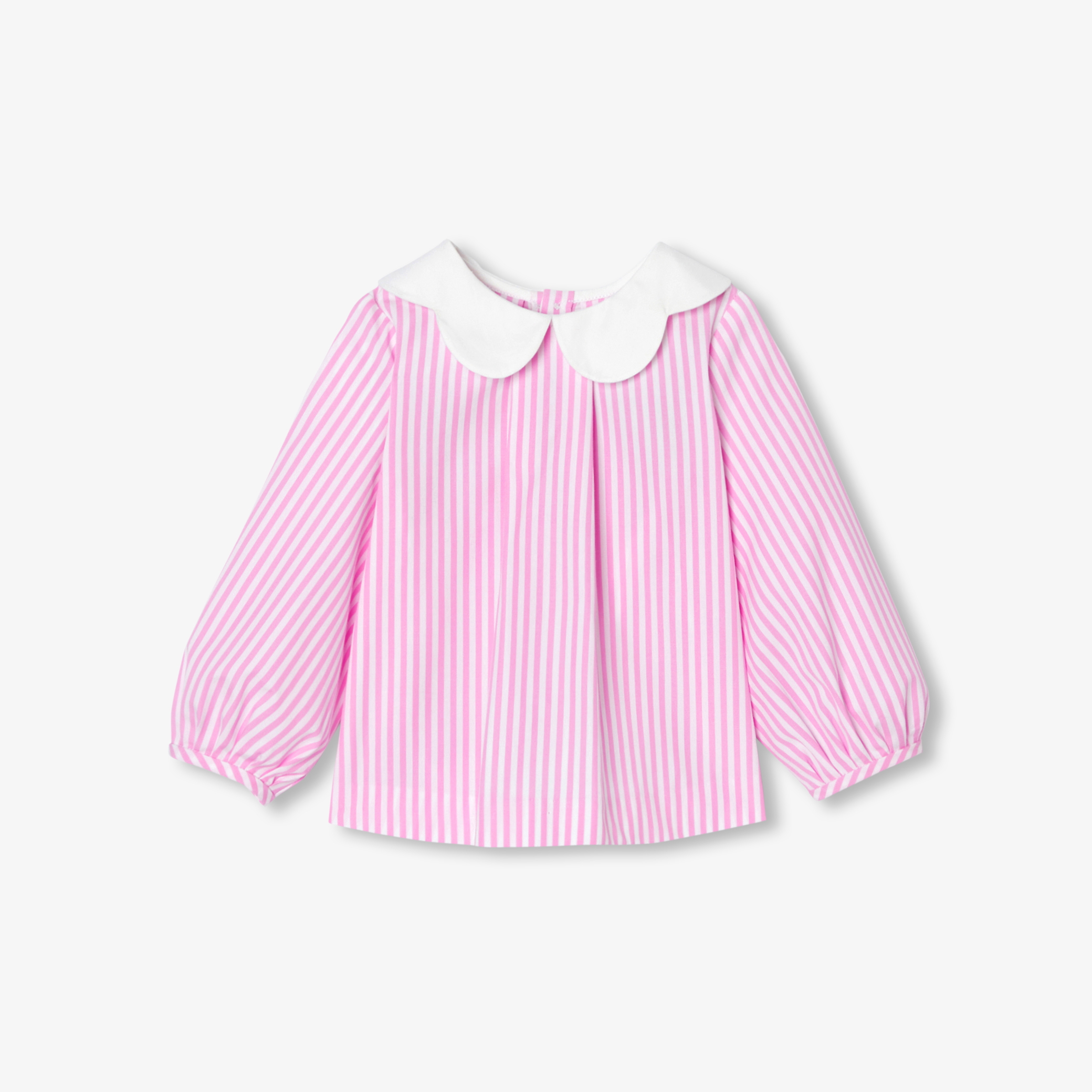 Jacadi - Blusa bebé menina em popelina às riscas - BRANCO/ROSA
