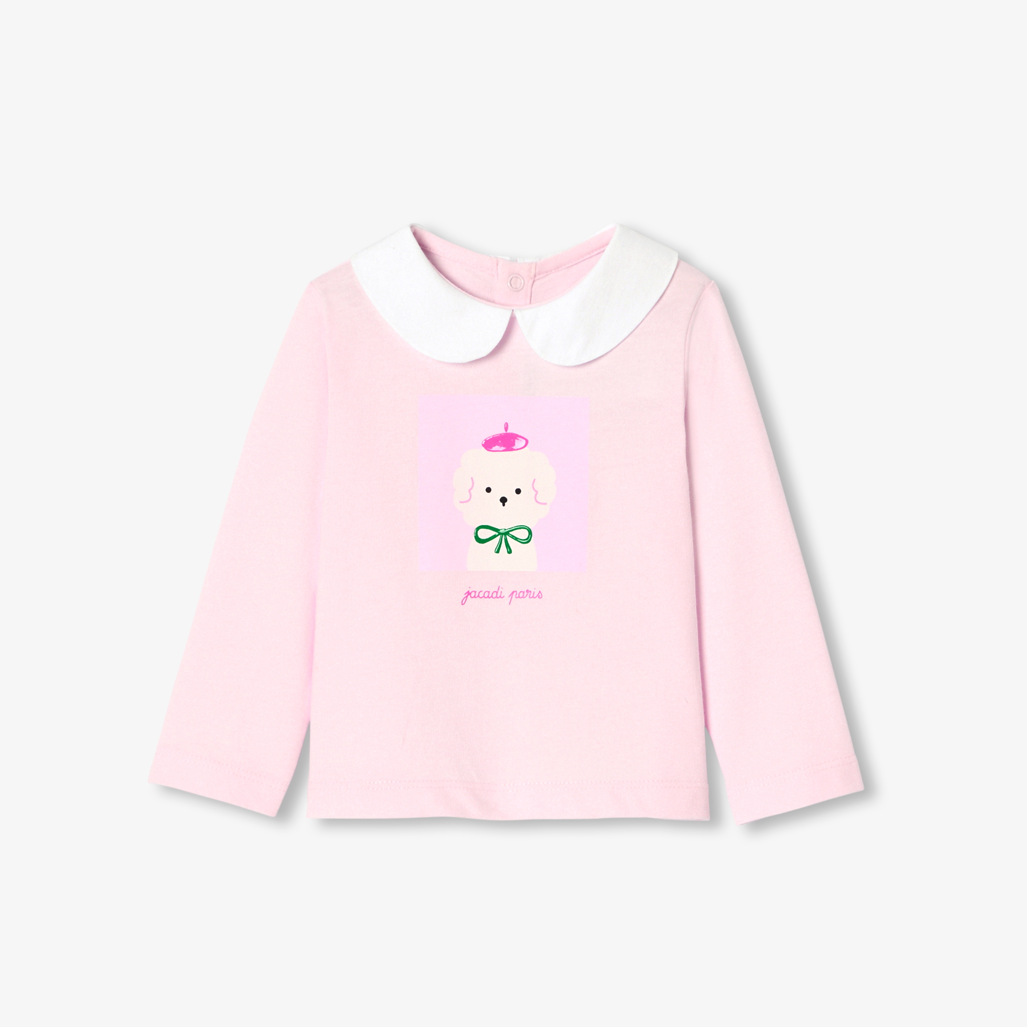 Jacadi - T-shirt de mangas compridas bebé menina - ROSA EM PÓ JACADI