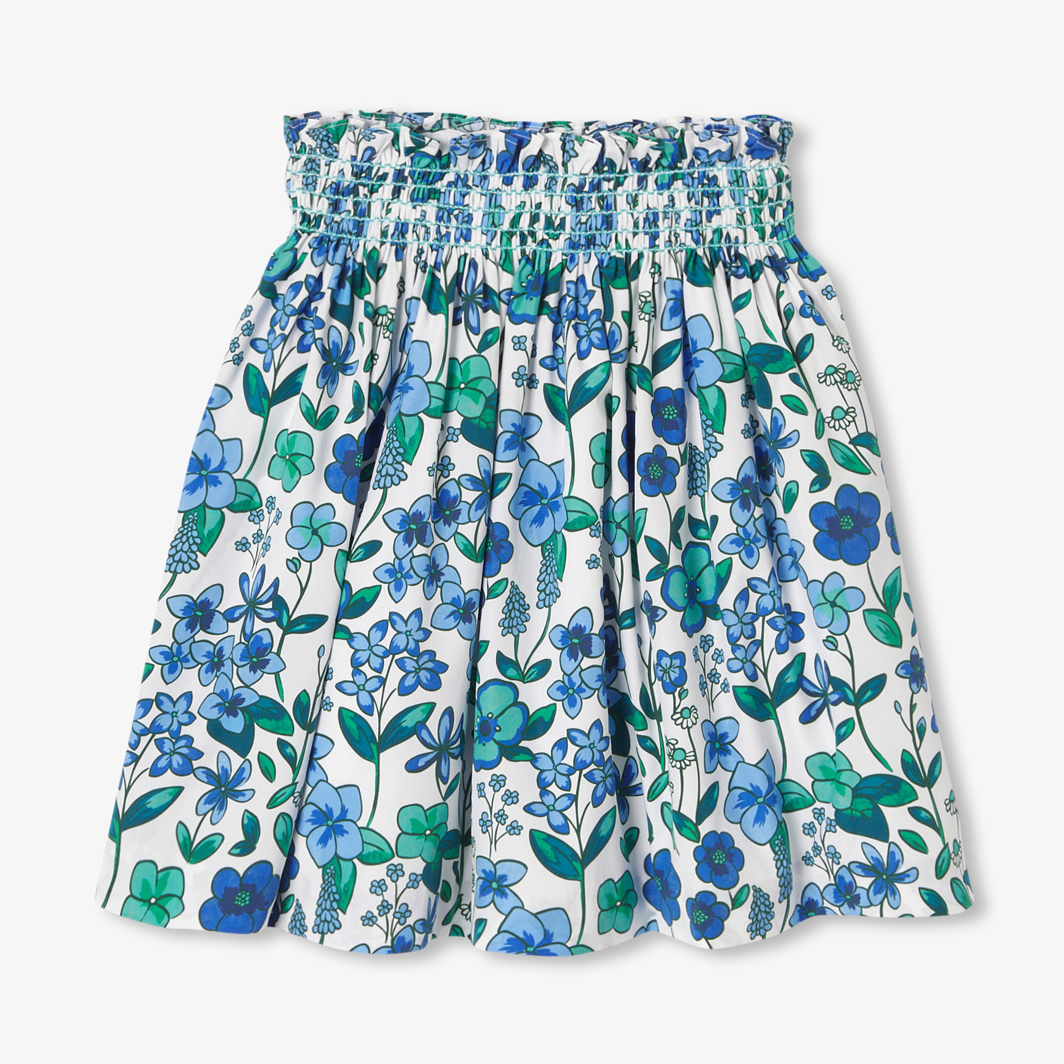 Jacadi - Saia de menina em popeline com motivos florais - BRANCO/MÚLTICO