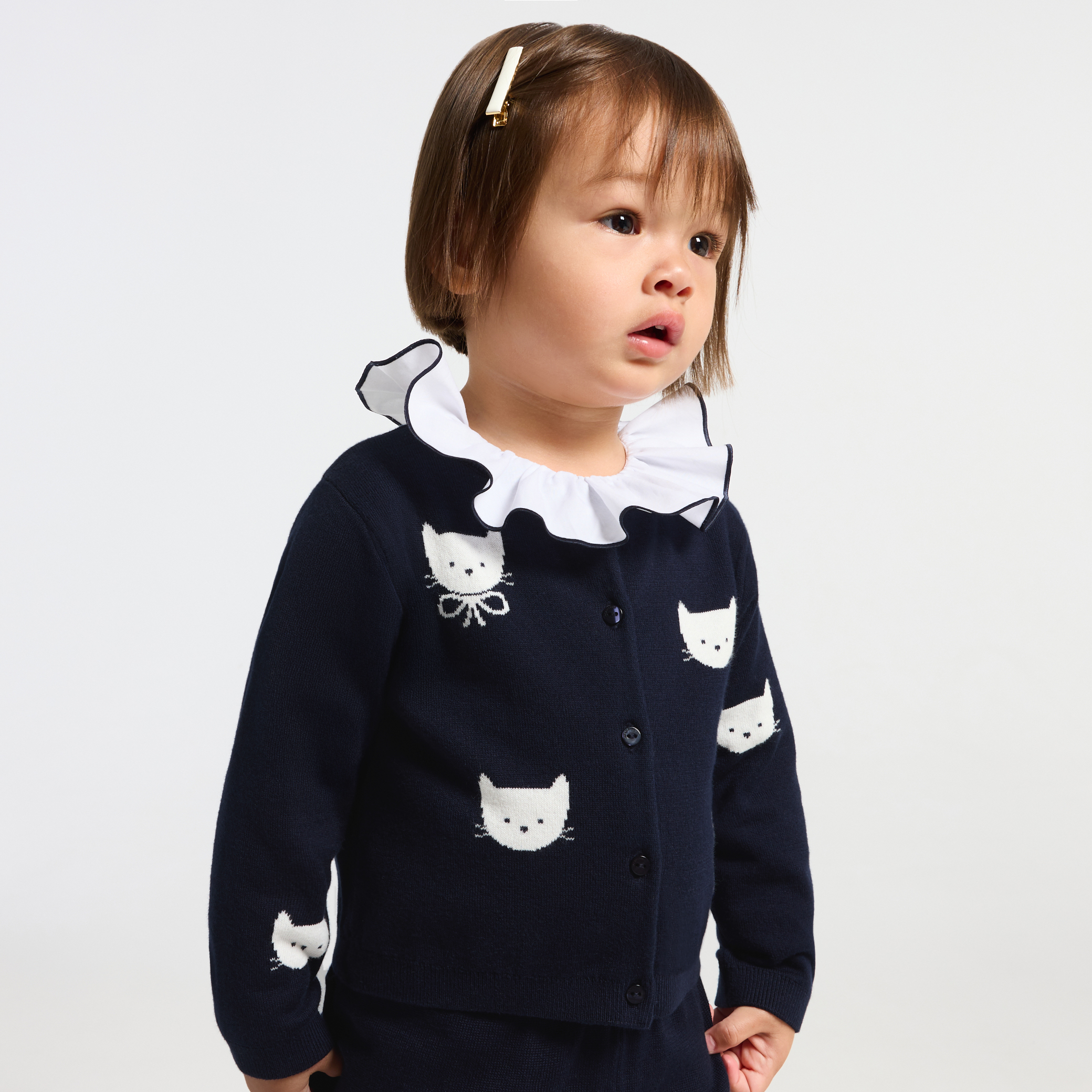 Jacadi - Cardigan bebé menina em tricô - MARINHO/BLANC