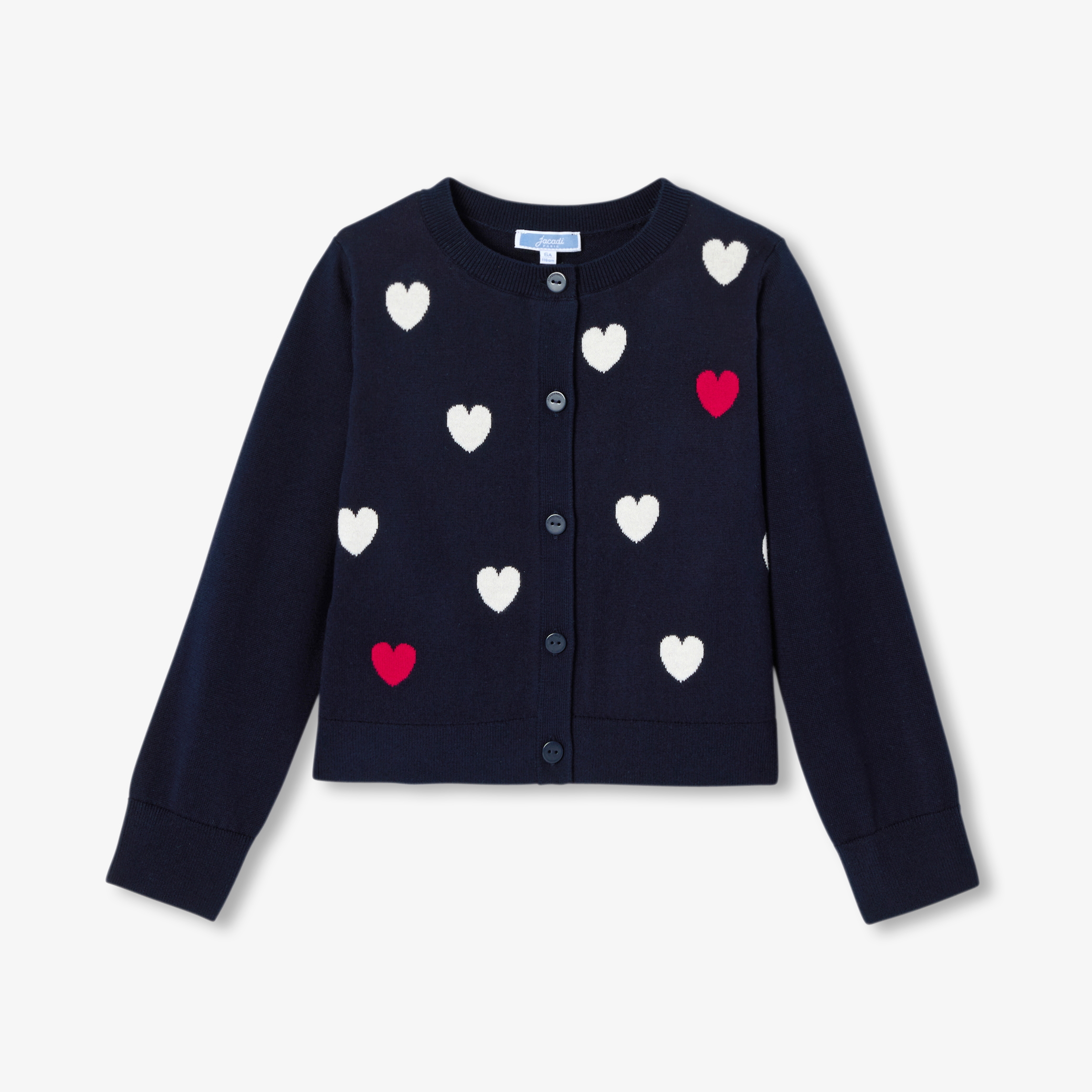 Jacadi - Cardigan menina com coração em jacquard - MARINHO/MÚLTICO