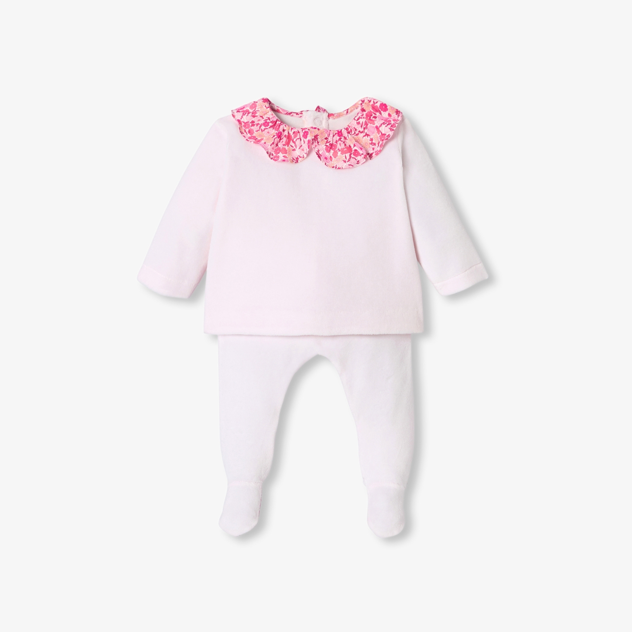 Jacadi - Conjunto conforto para bebé menina em veludo - ROSA PÁLIDO JACADI - Presente de nascimento ideal