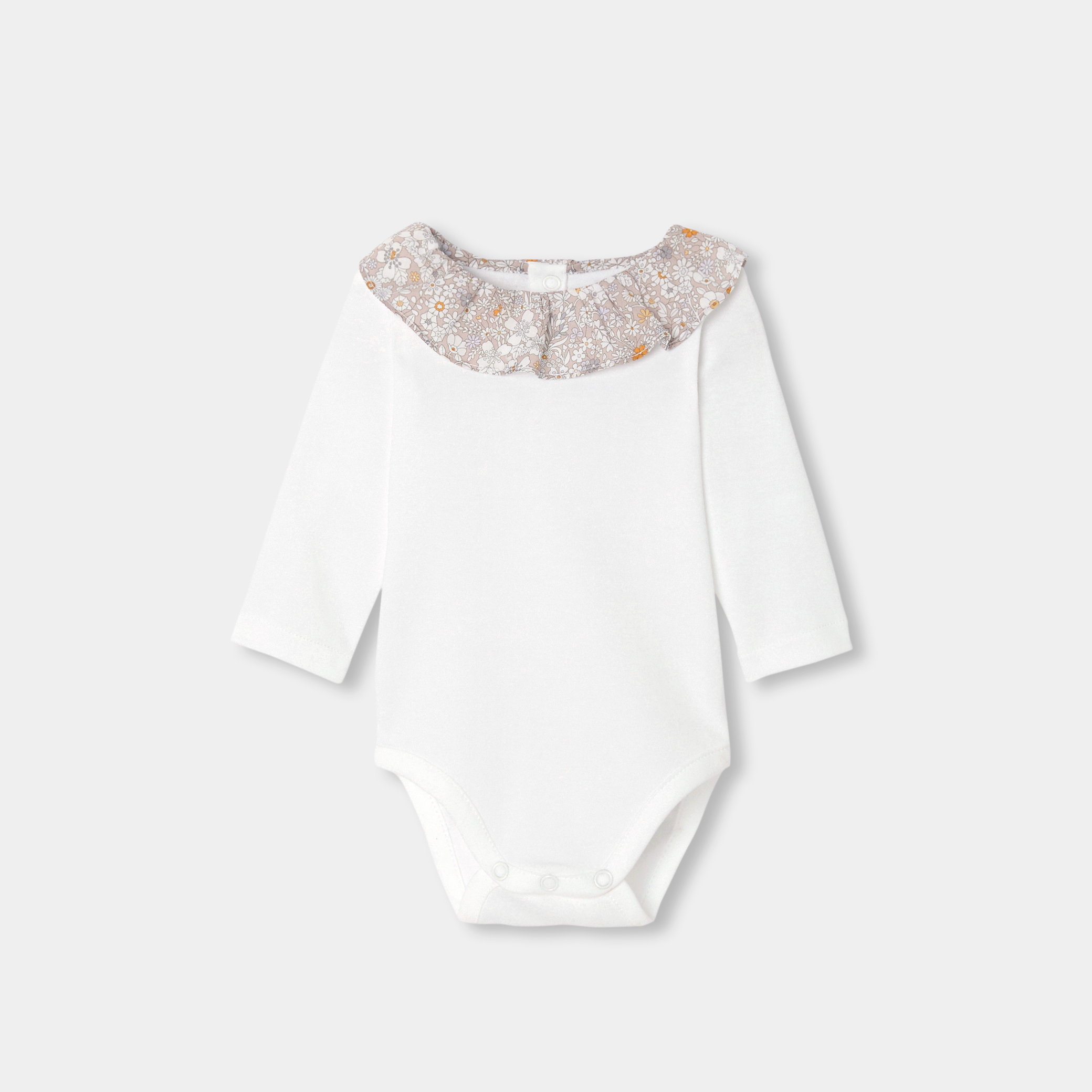 Jacadi - Body de manga comprida para bebé menina - BRANCO/CINZA