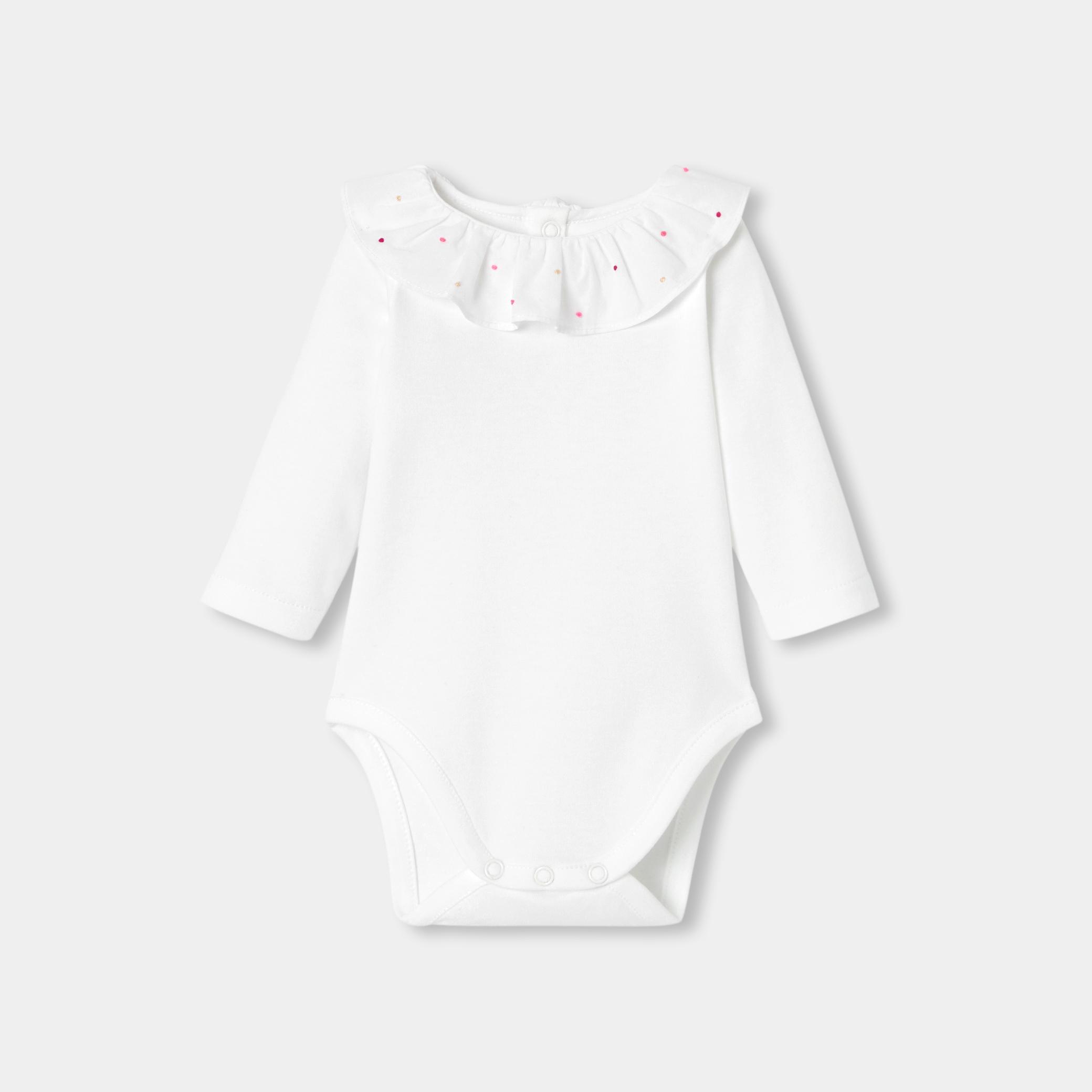Jacadi - Body de manga comprida para bebé menina com gola - BRANCO JACADI