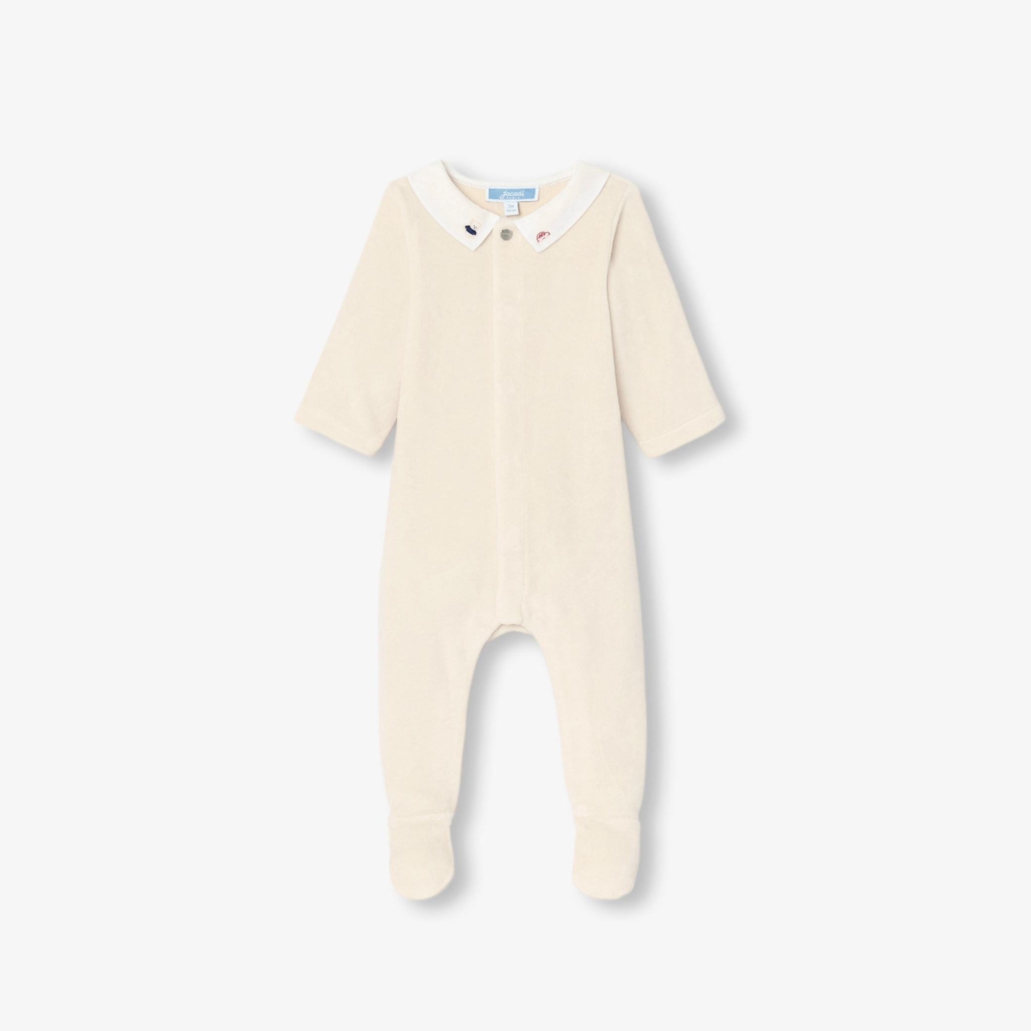 Jacadi - Pijama de bebé em veludo com gola em popelina - CASTANHO CLARO