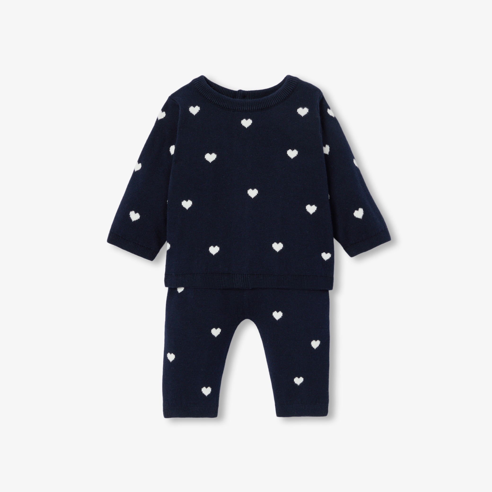 Jacadi - Conjunto para bebé menina com motivo coração - MARINHO/BLANC - Presente de nascimento ideal