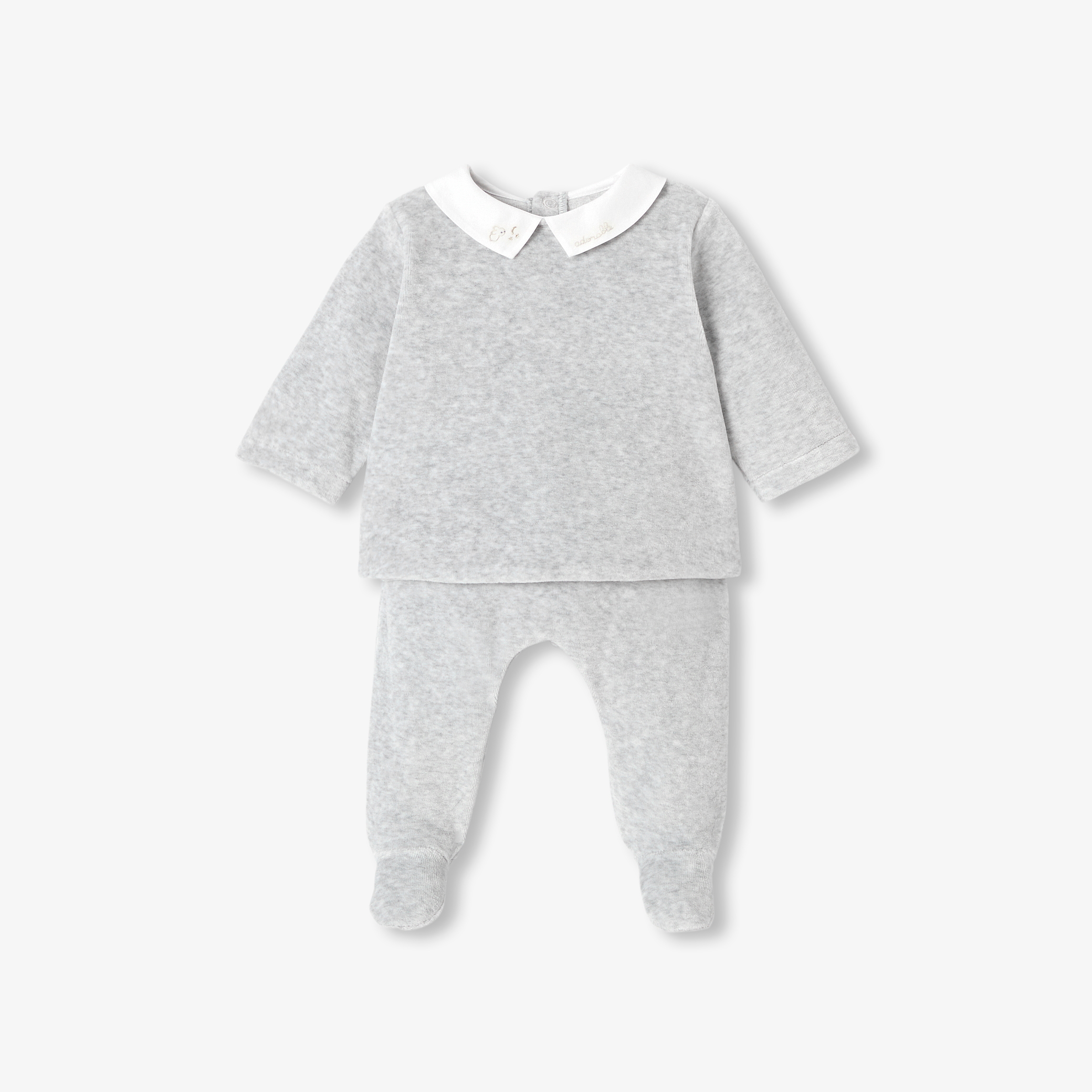 Jacadi - Conjunto conforto de bebé em veludo - CINZENTO CLARO MESCLADO JACADI - Presente de nascimento ideal