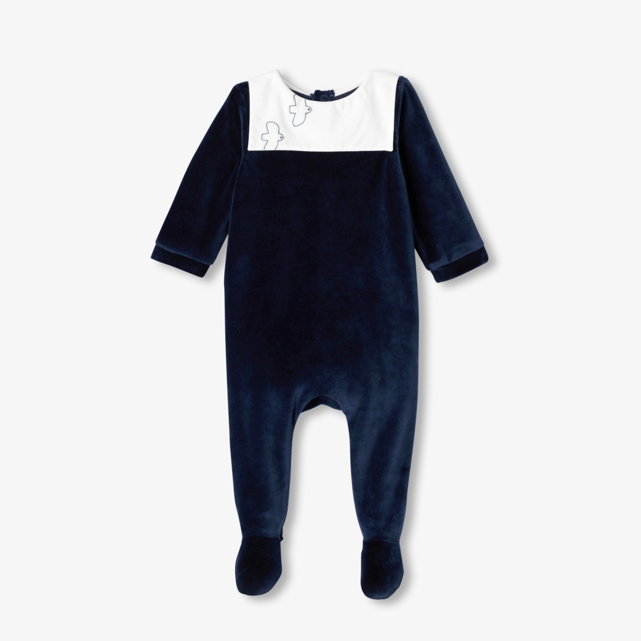 Jacadi - Pijama de bebé em veludo - MARINHO CLARO