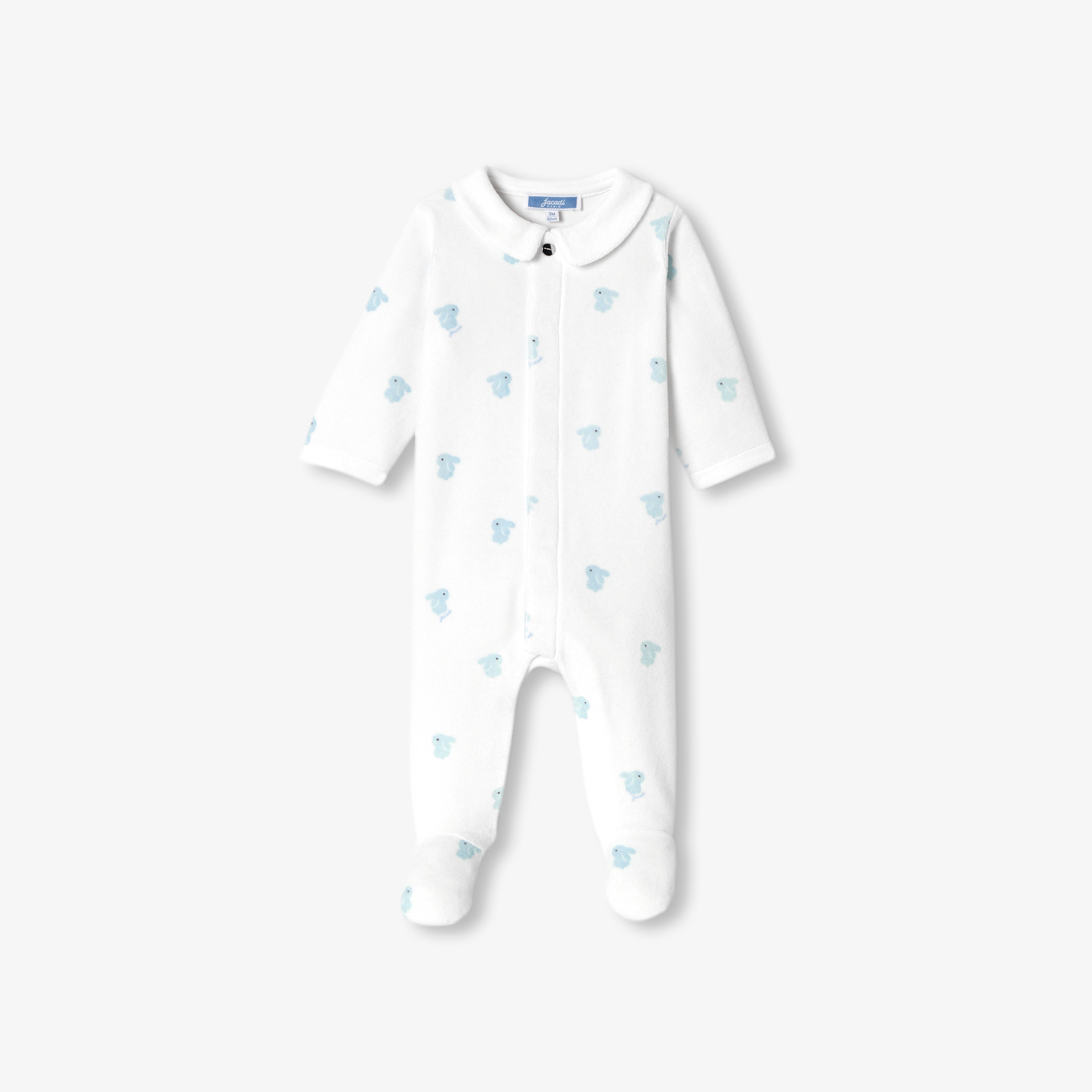 Jacadi - Pijama de bebé em veludo motivo coelho - BRANCO/AZUL