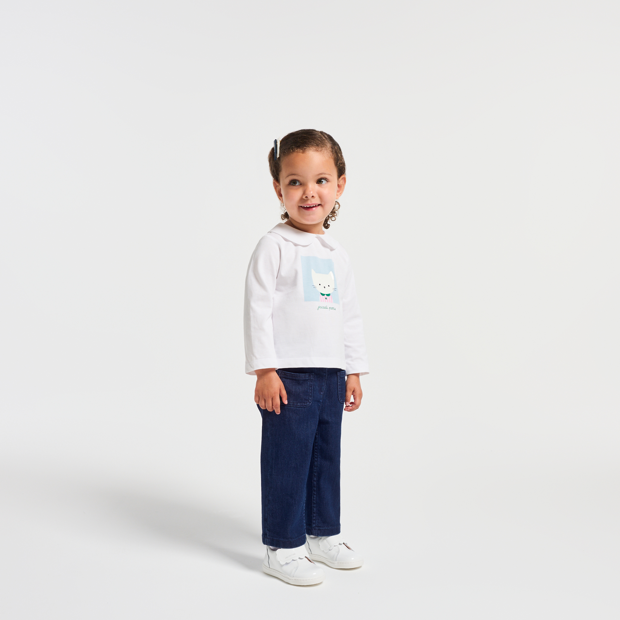 Jacadi - Calças de ganga confortáveis bebé menina - AZUL DENIM