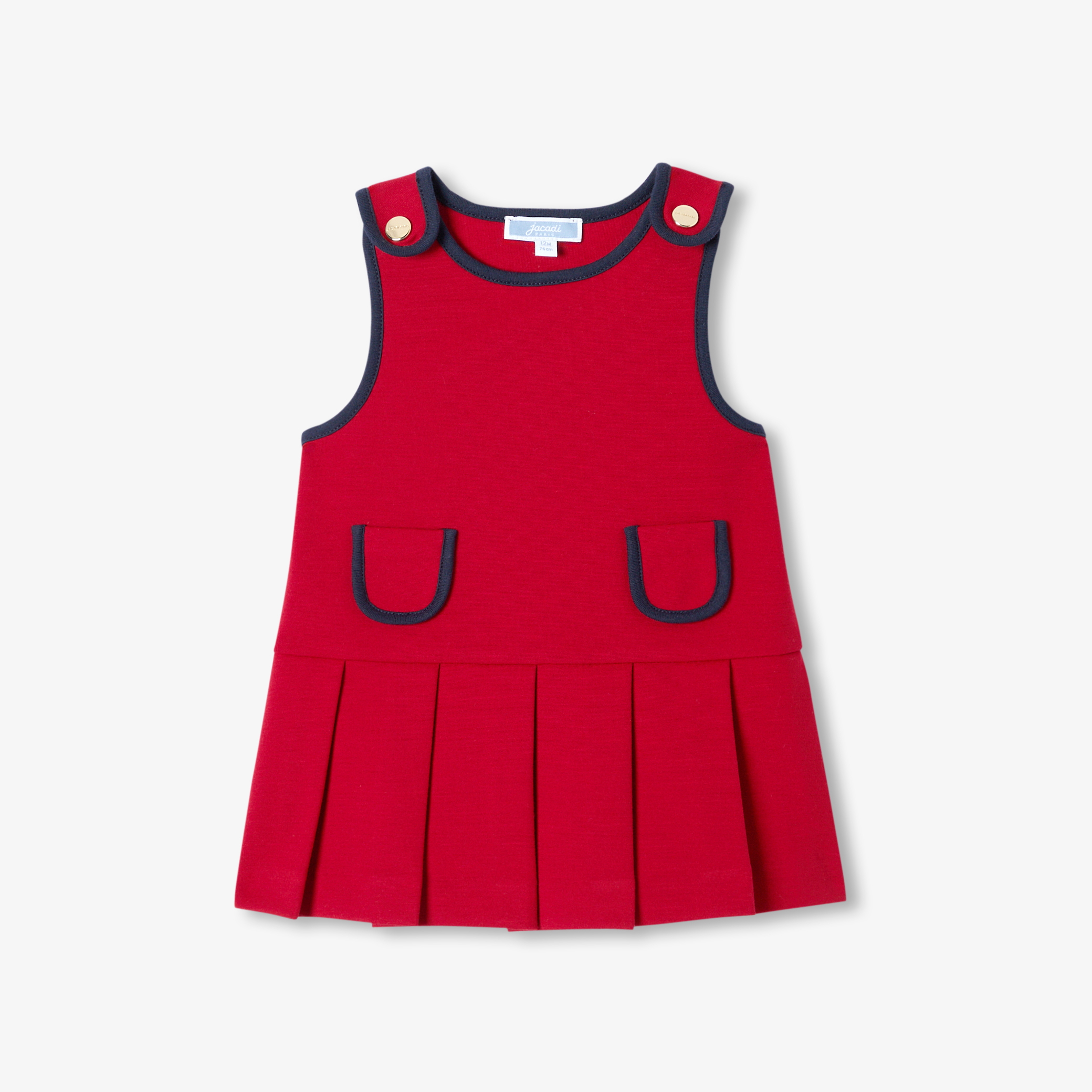 Jacadi - Vestido de menina com mangas à milanesa - VERMELHO