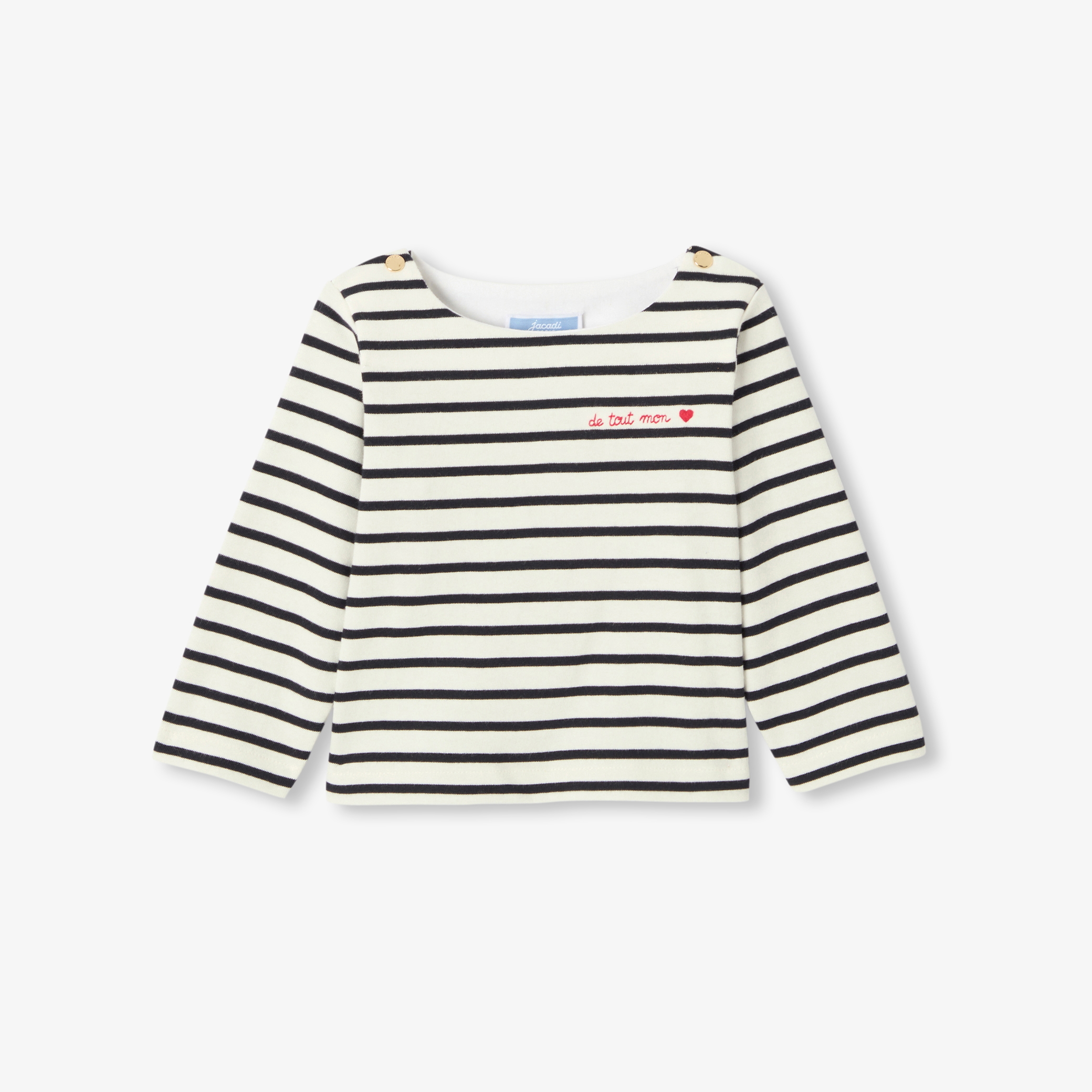 Jacadi - Blusa à marinheiro bebé menina em moletão leve - MARINHO/BLANC