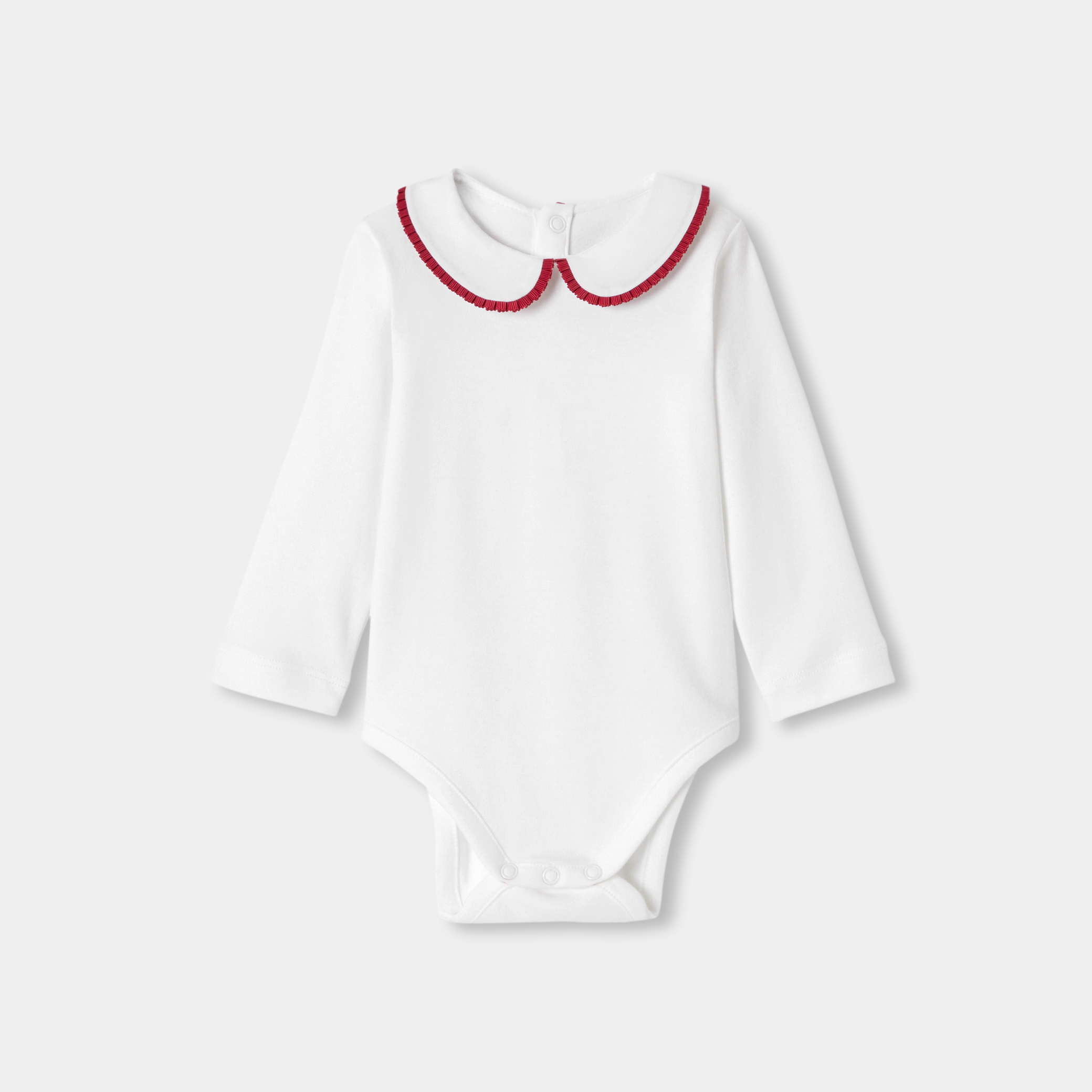 Jacadi - Body de manga comprida bebé menina em malha de algodão - BRANCO JACADI