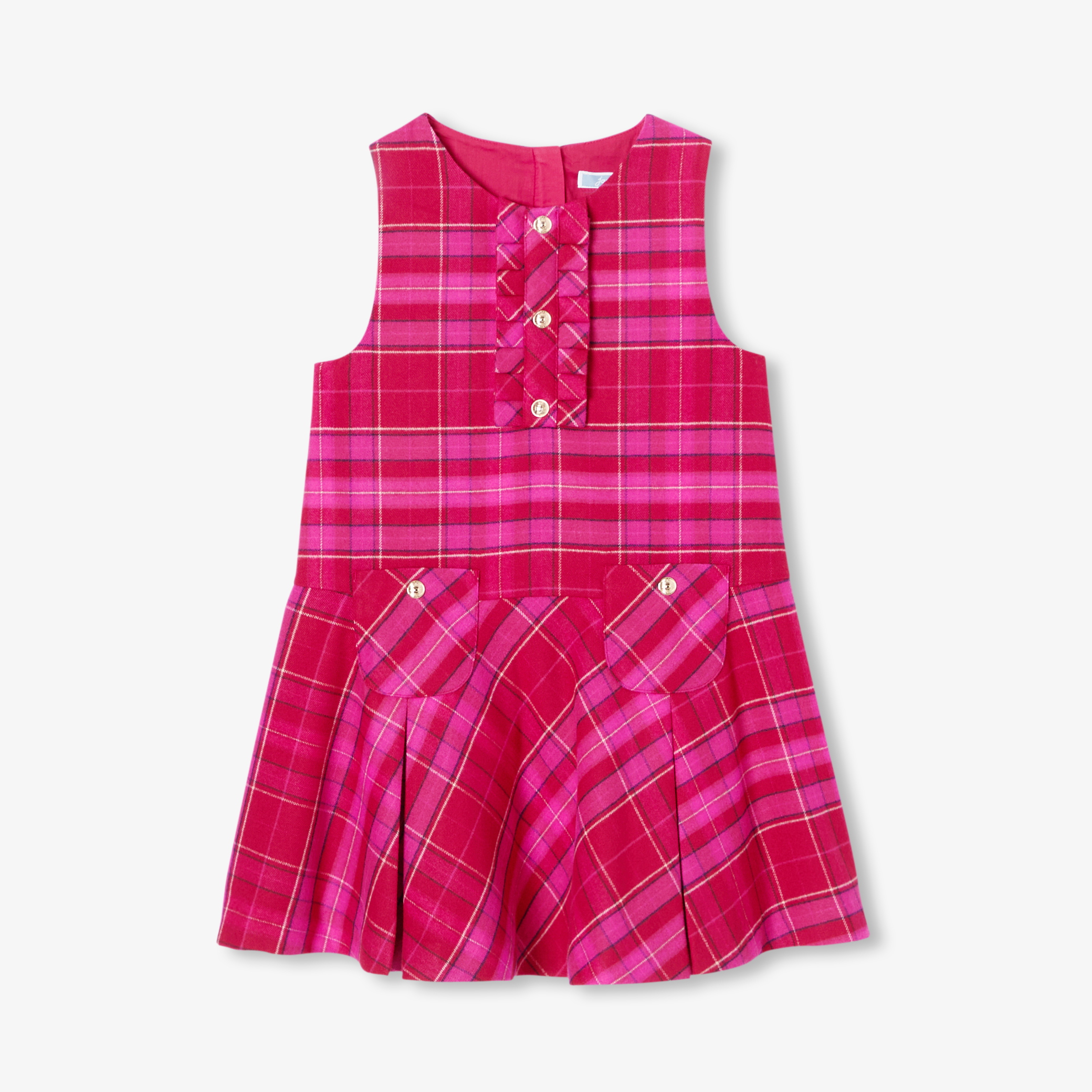 Jacadi - Vestido de alças de flanela menina - VERMELHO/MÚLTICO