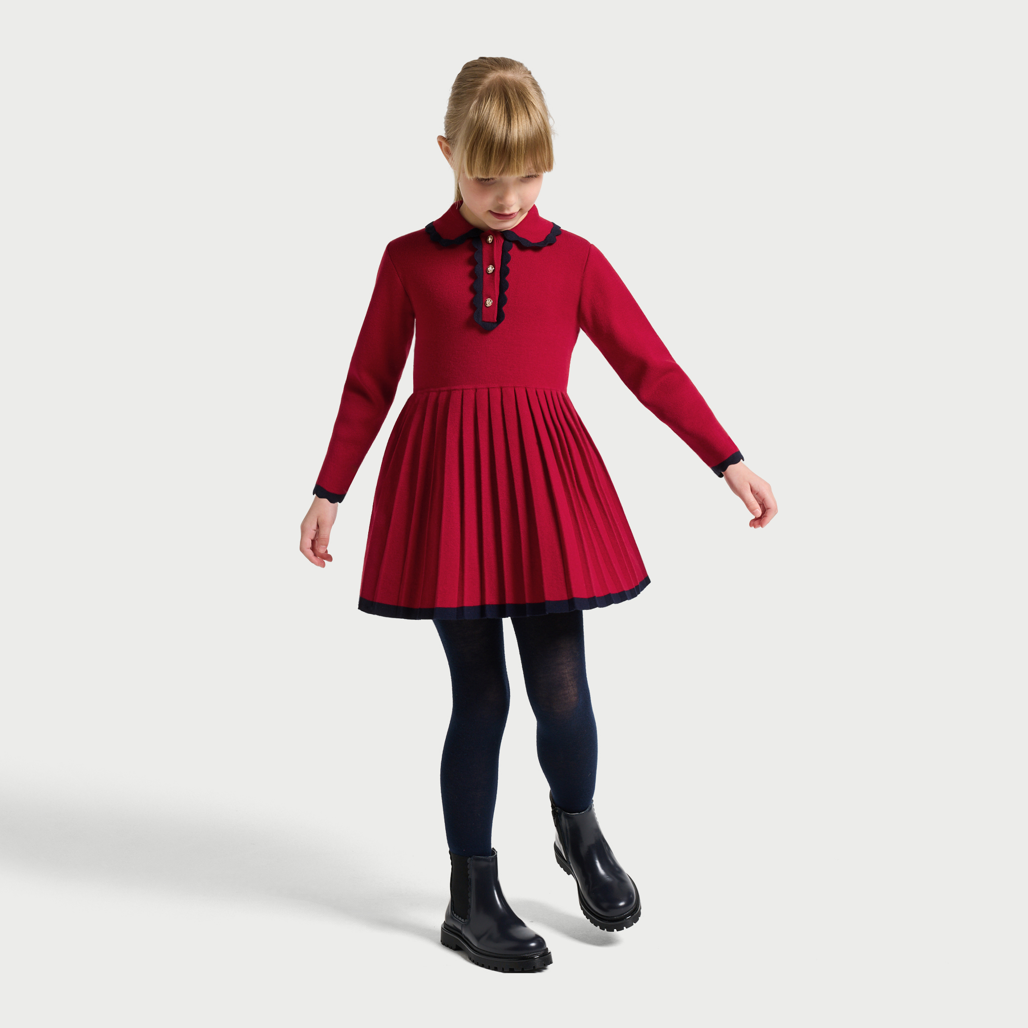 Jacadi - N.o 1 Vestido de malha menina - VERMELHO