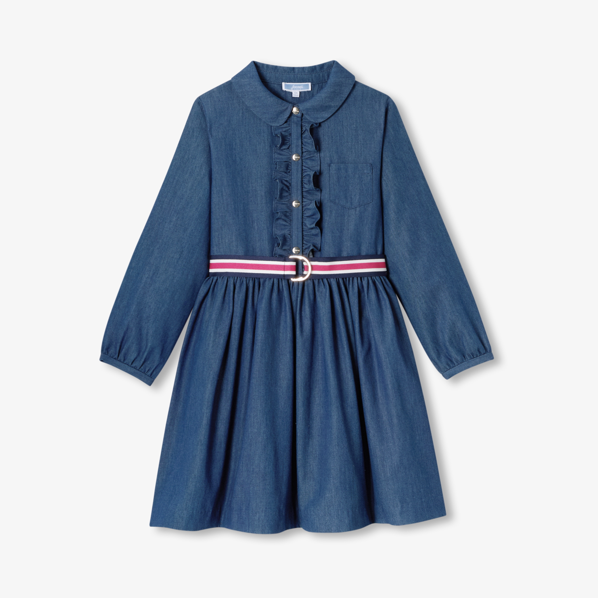 Jacadi - Vestido de ganga criança menina - DENIM MOYEN