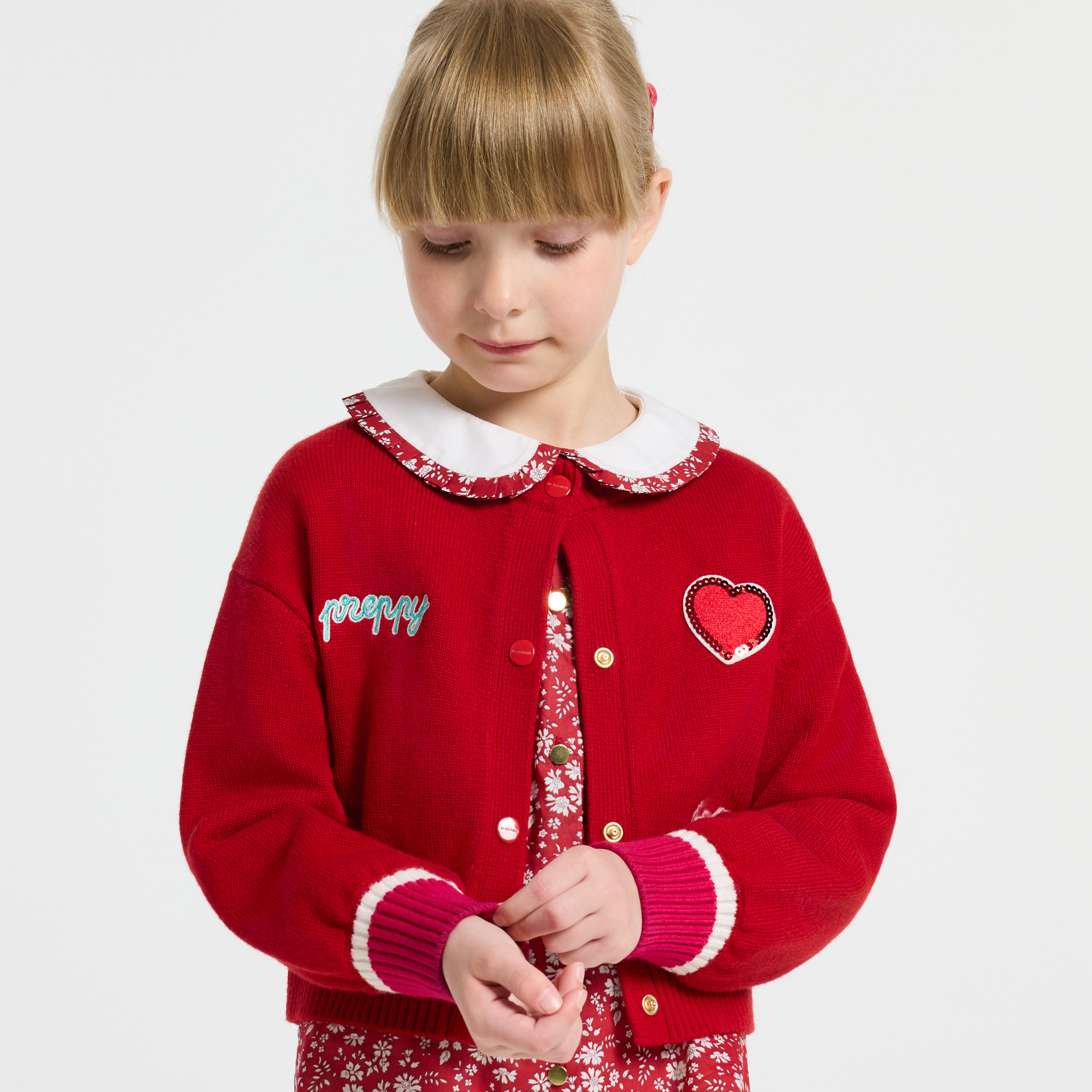 Jacadi - Cardigan Teddy de mistura de lã menina - VERMELHO TIJOLO