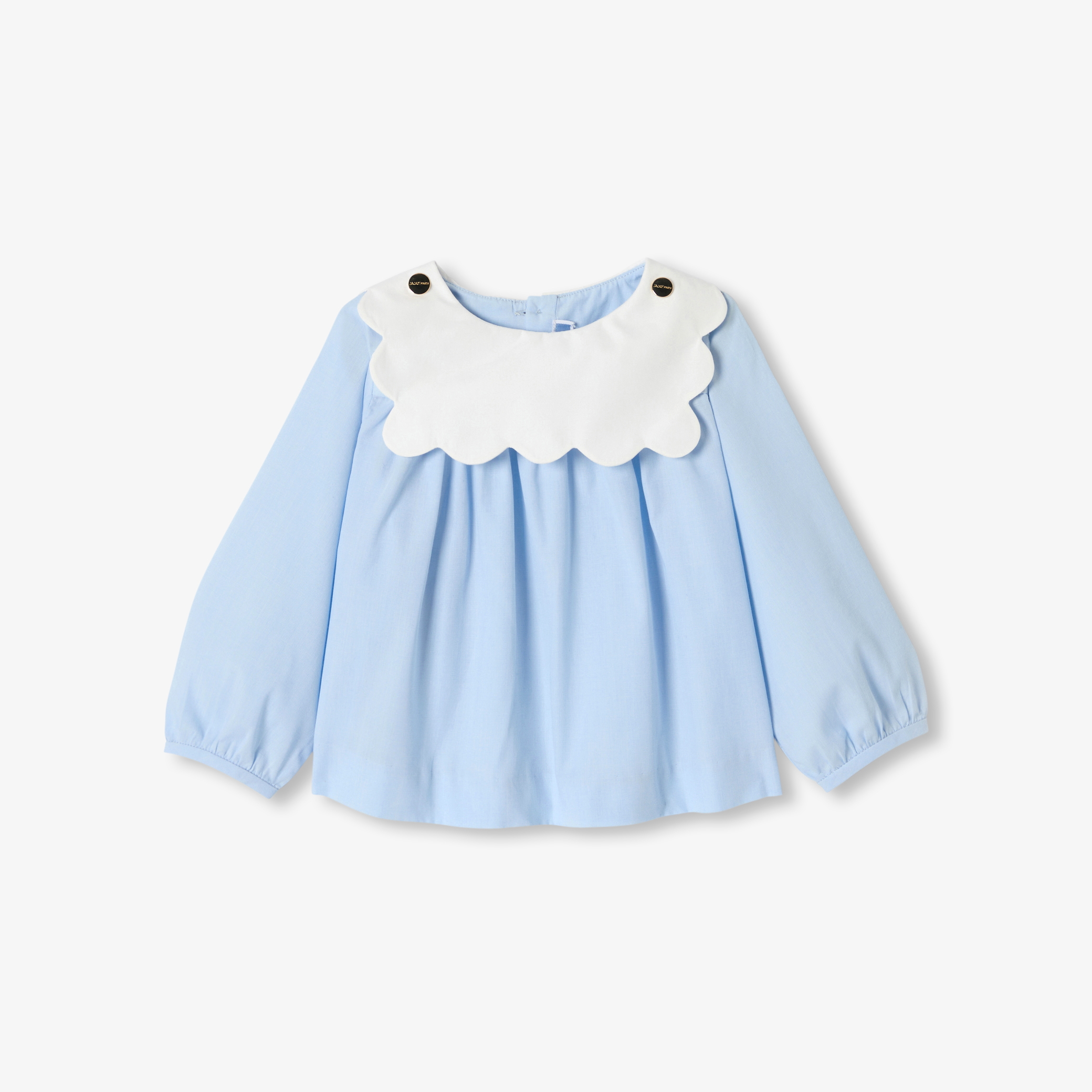 Jacadi - Blusa bebé menina em fio de algodão - AZUL/BRANCO