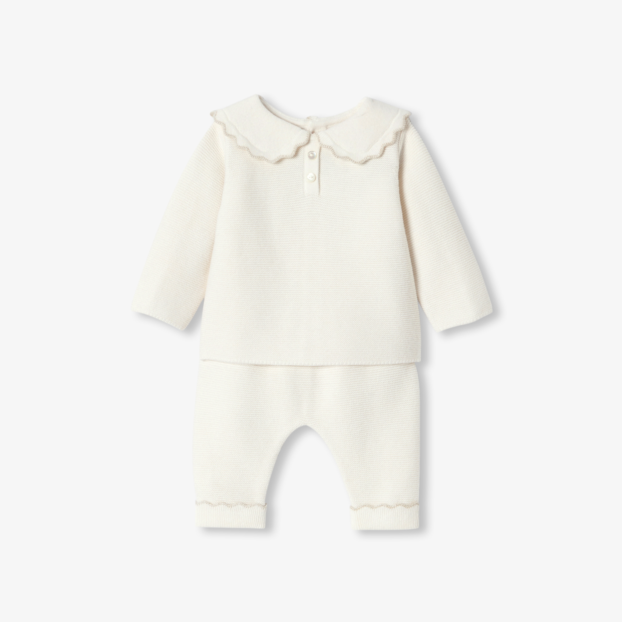 Jacadi - Conjunto para bebé menina em malha de ponto de liga - BRANCO SUAVE JACADI - Presente de nascimento ideal