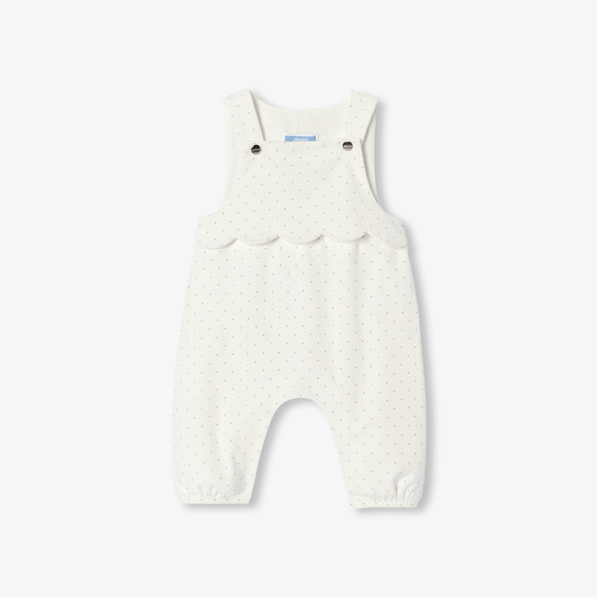 Jacadi - Jardineiras para bebé menina em veludo com motivo de bolinhas - BRANCO SUAVE/MÚLTICO - Presente de nascimento ideal