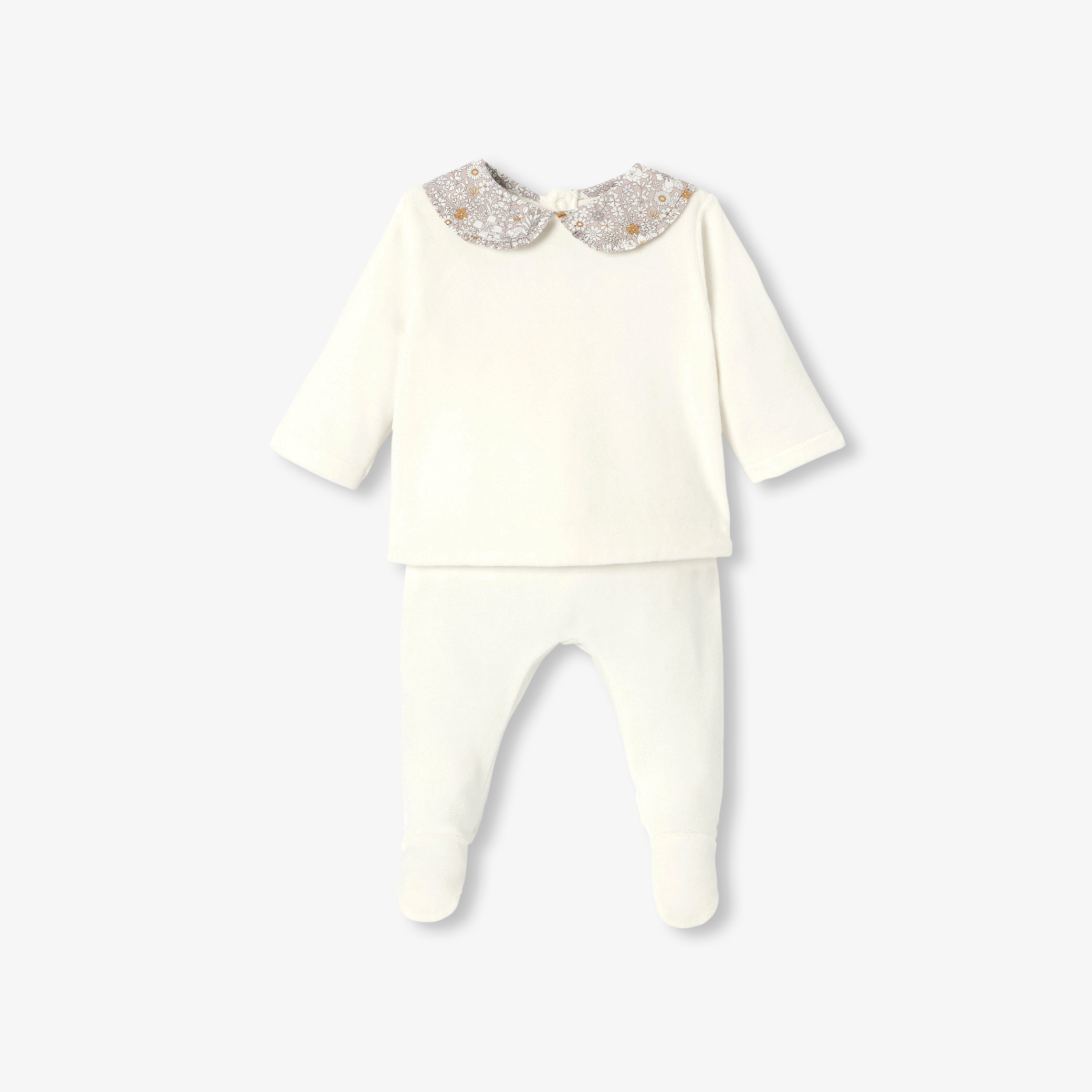 Jacadi - Conjunto conforto para bebé menina em veludo - BRANCO SUAVE/MÚLTICO - Presente de nascimento ideal