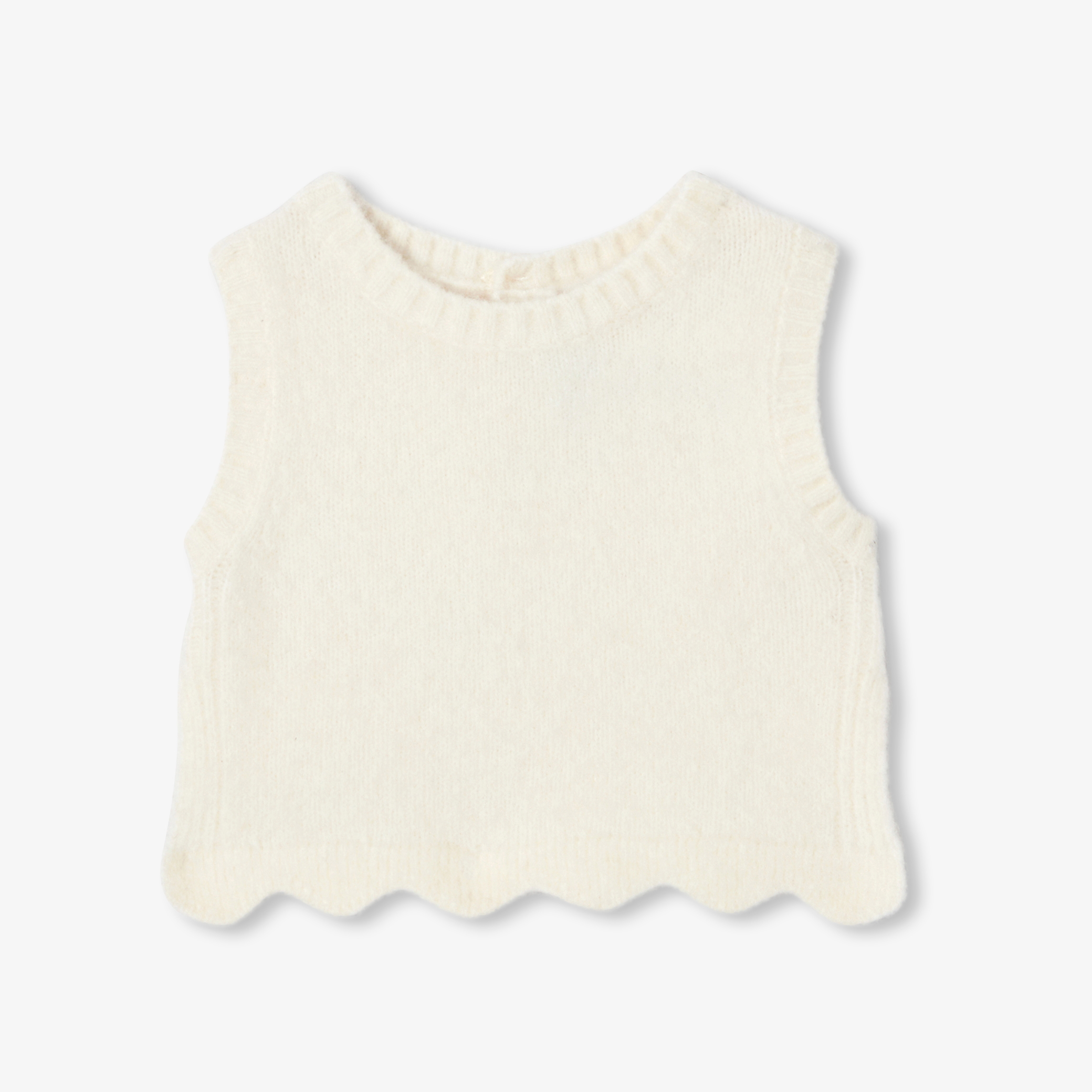 Jacadi - Camisola sem mangas para bebé menina em malha - BRANCO SUAVE JACADI - Presente de nascimento ideal