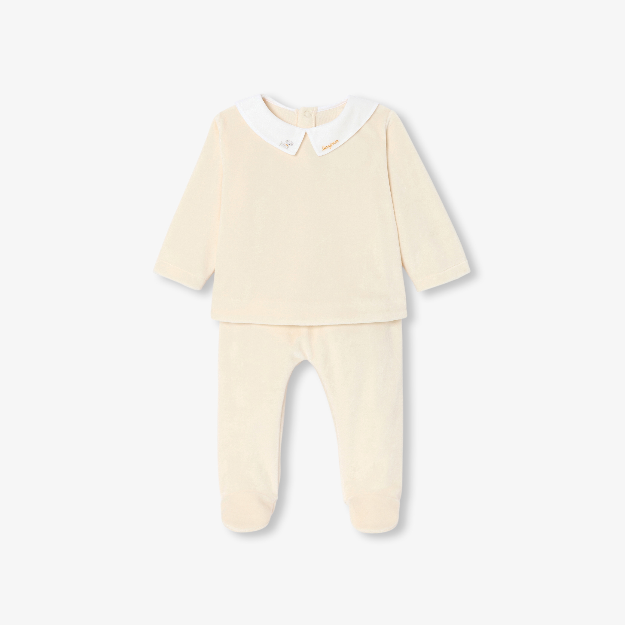 Jacadi - Conjunto conforto de bebé em veludo - BEGE FIO - Presente de nascimento ideal