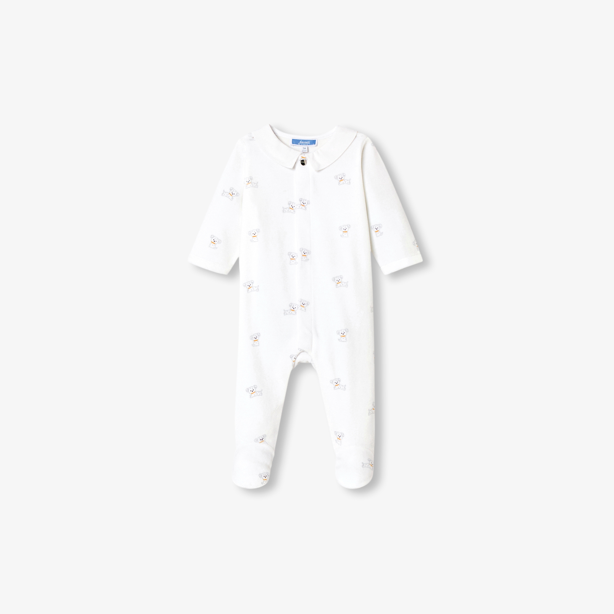 Jacadi - Pijama de bebé em veludo com motivo cão - BRANCO SUAVE/MÚLTICO