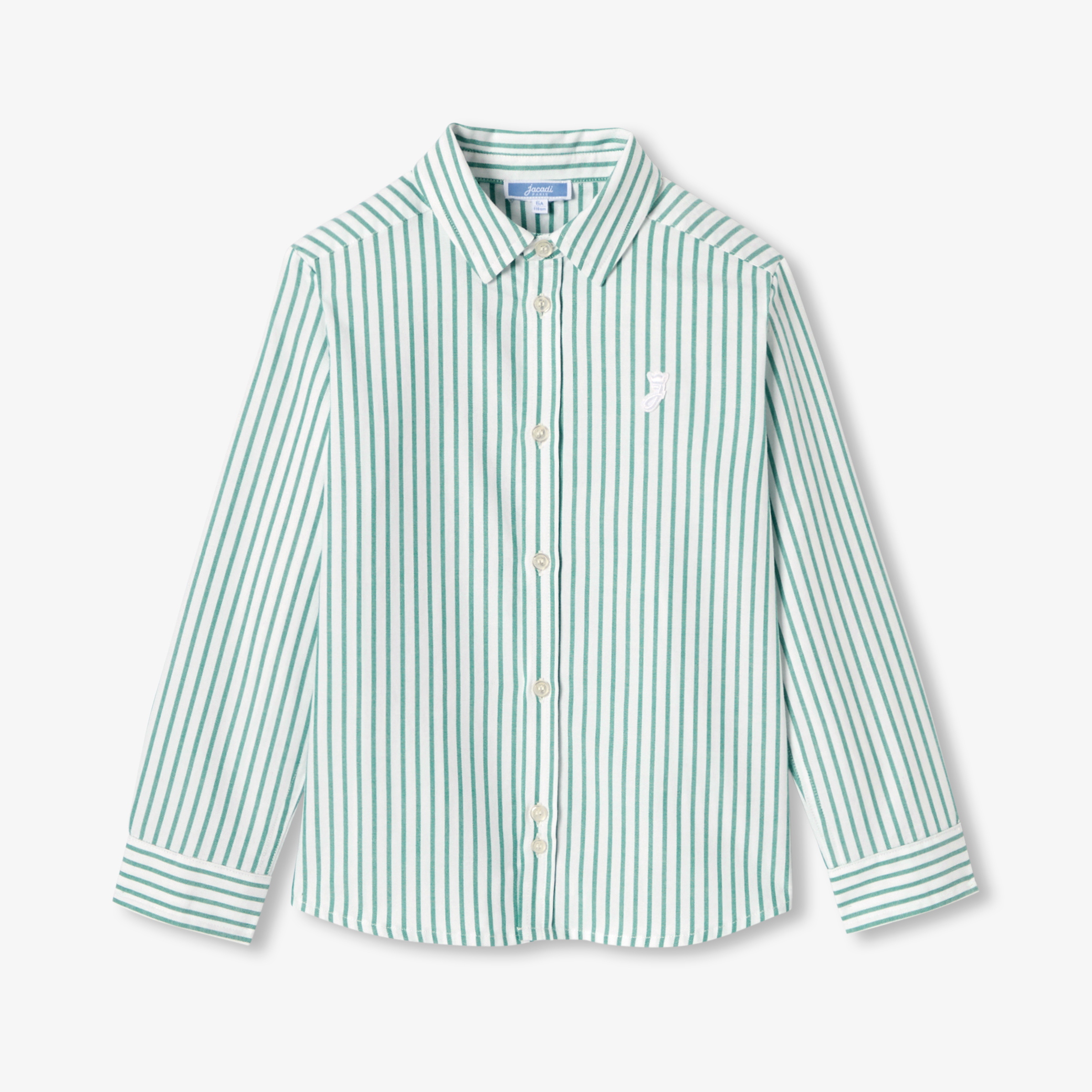 Jacadi - Camisa menino em algodão Oxford às riscas - BRANCO/VERDE