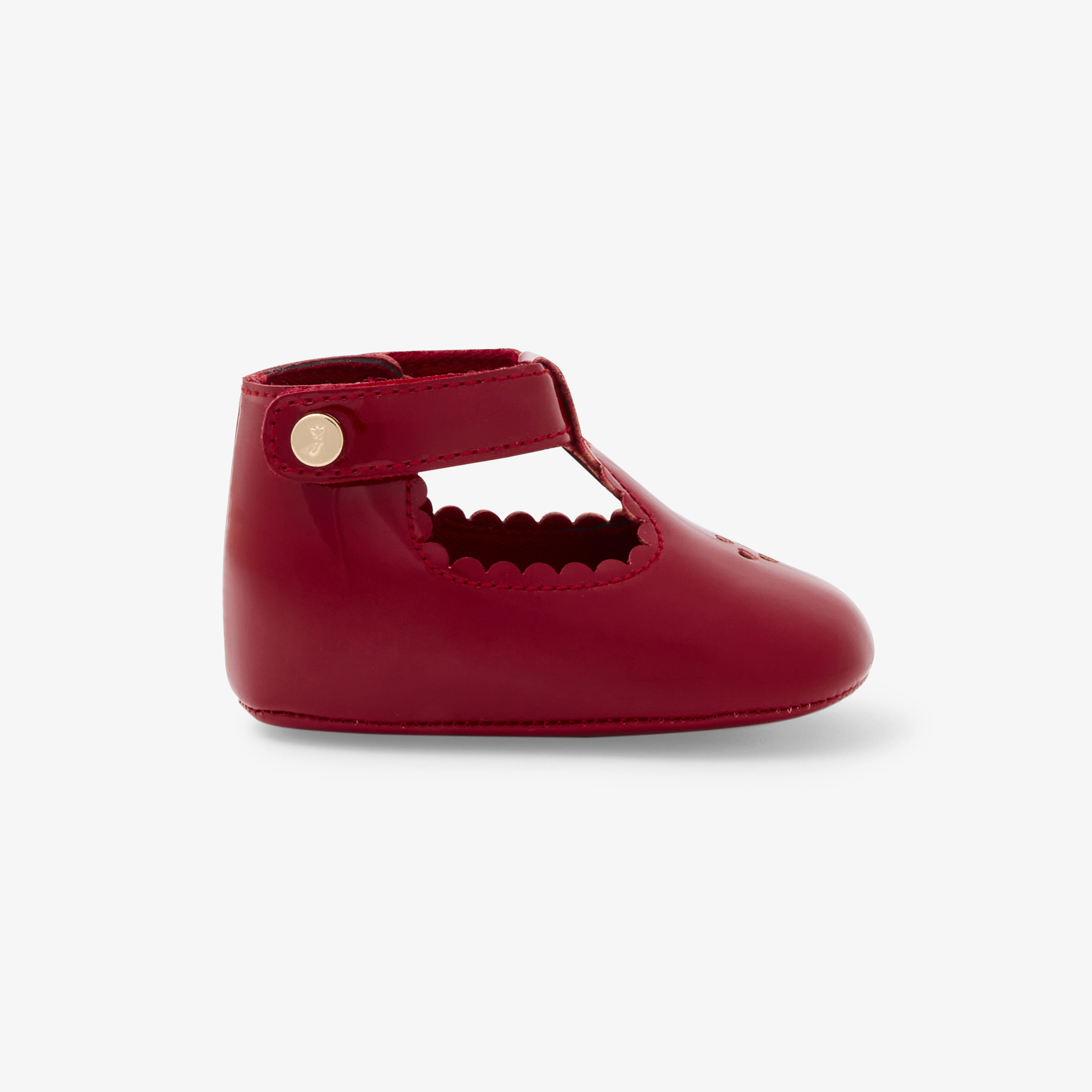 Jacadi - Sapatinhos maleáveis estilo salomé envernizados para bebé menina - CEREJA - Presente de nascimento ideal