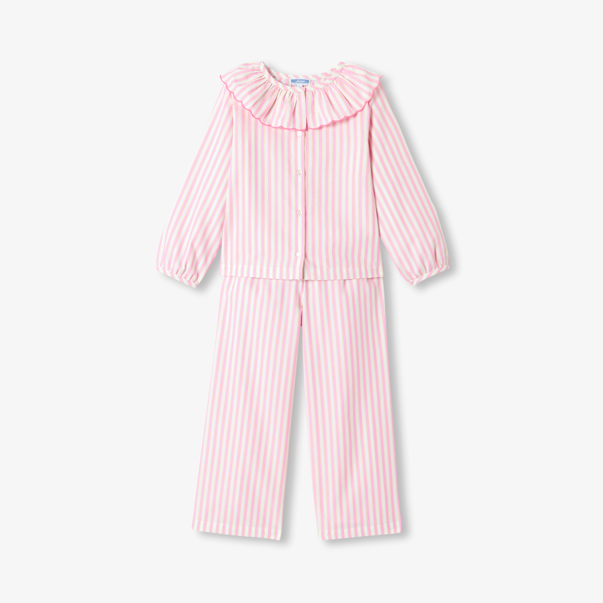 Jacadi - Pijama de flanela às riscas menina - ROSA/MÚLTICO