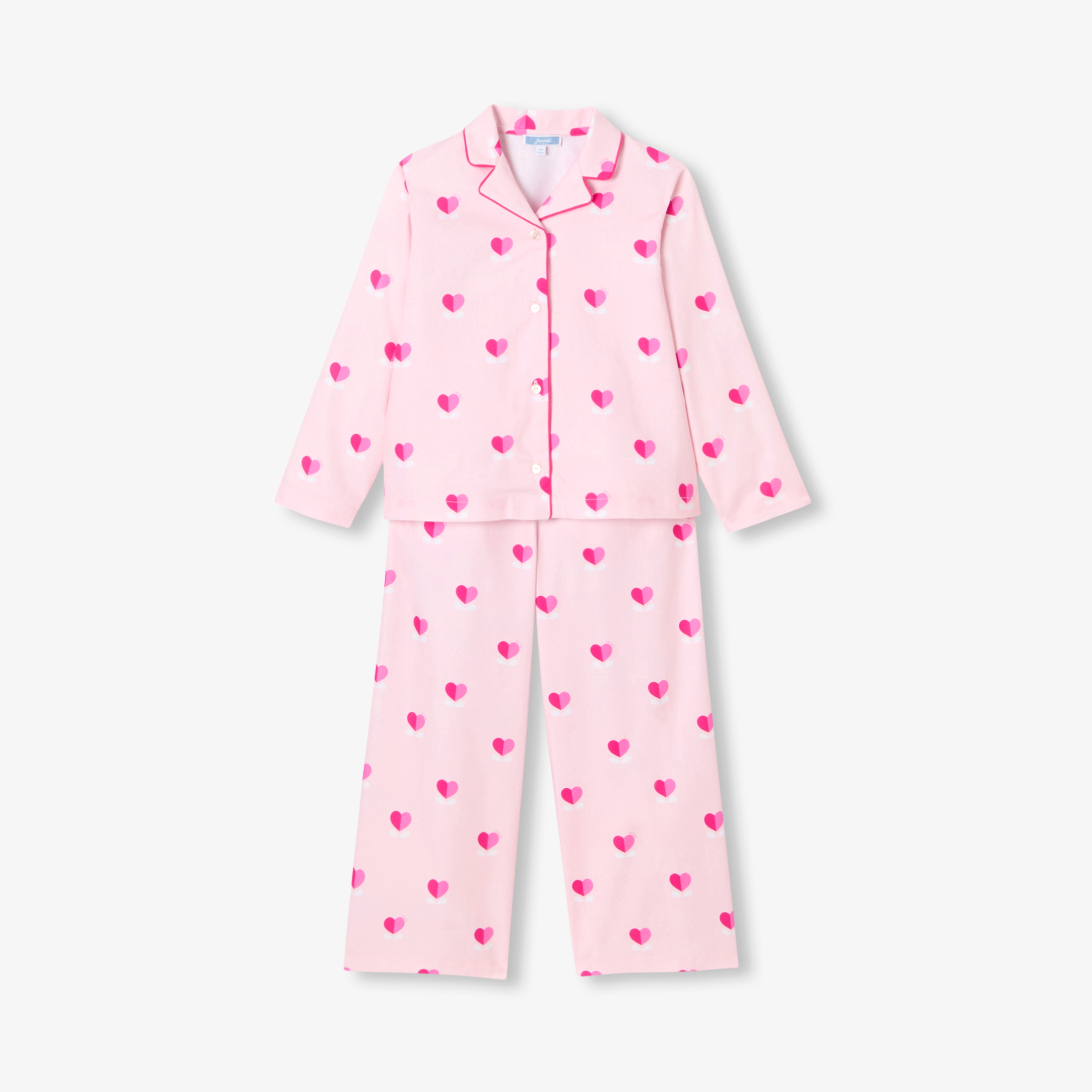 Jacadi - Pijama de flanela menina com corações - ROSA/MÚLTICO